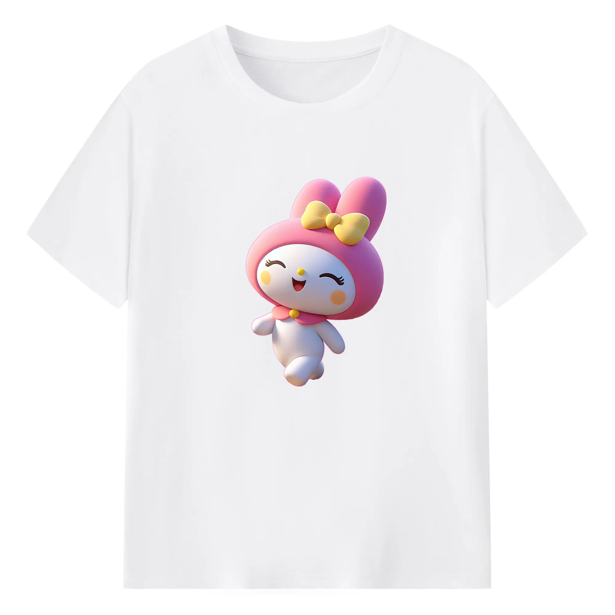 サンリオ グッズ,マイメロディ - 綿100％ 半袖Tシャツ ・ フロントプリント ・ 快適 通気性 ・ 日常使い 散歩 スポーツ用