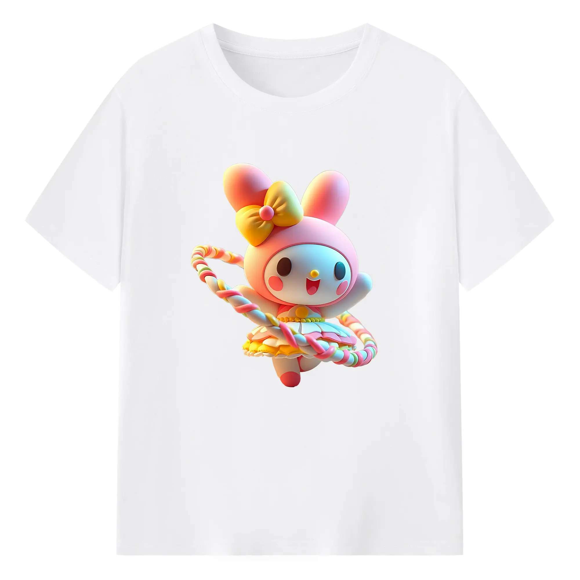 サンリオ グッズ,マイメロディ - 綿100％ 半袖Tシャツ ・ フロントプリント ・ 快適 通気性 ・ 日常使い 散歩 スポーツ用