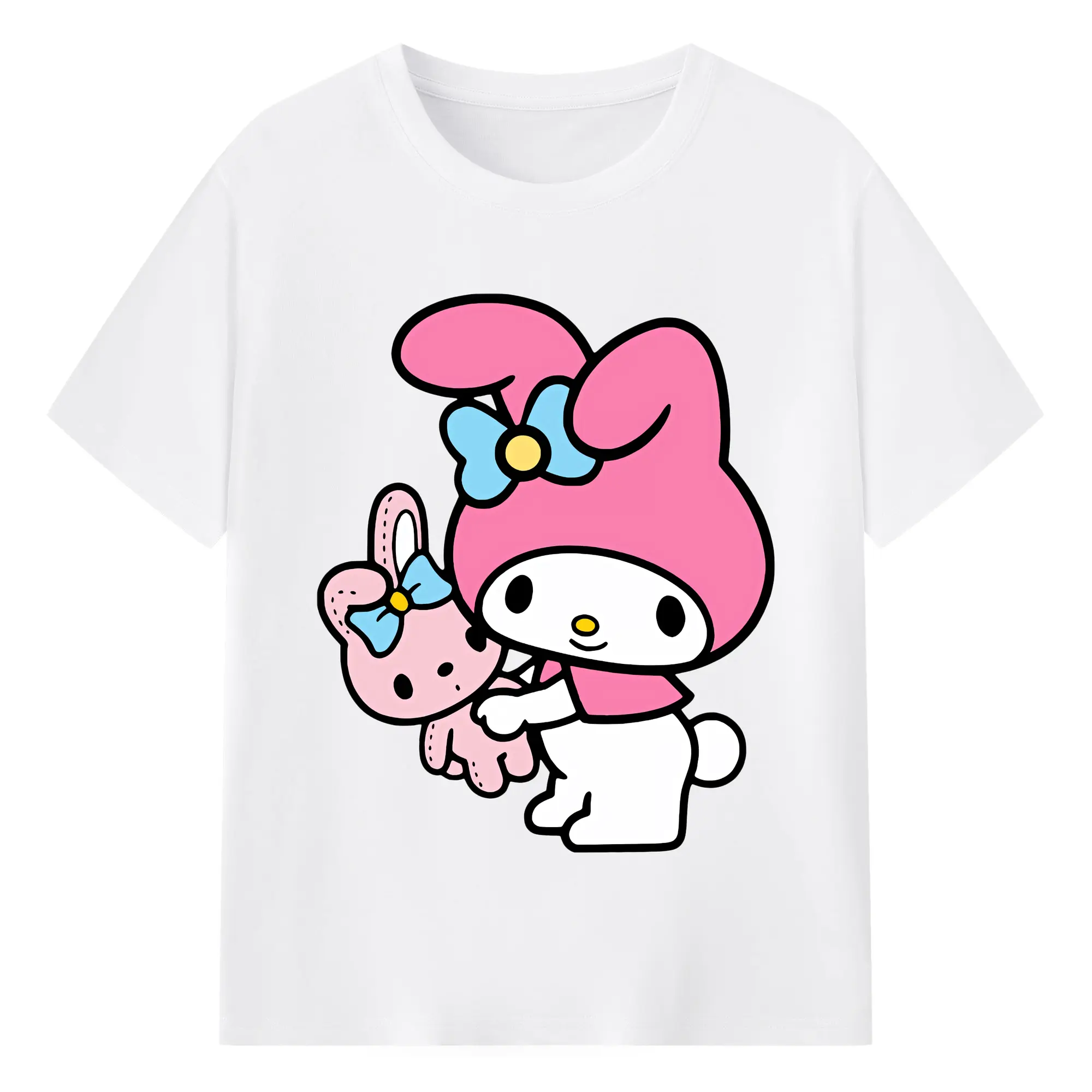 サンリオ グッズ,マイメロディ - 綿100％ 半袖Tシャツ ・ フロントプリント ・ 快適 通気性 ・ 日常使い 散歩 スポーツ用