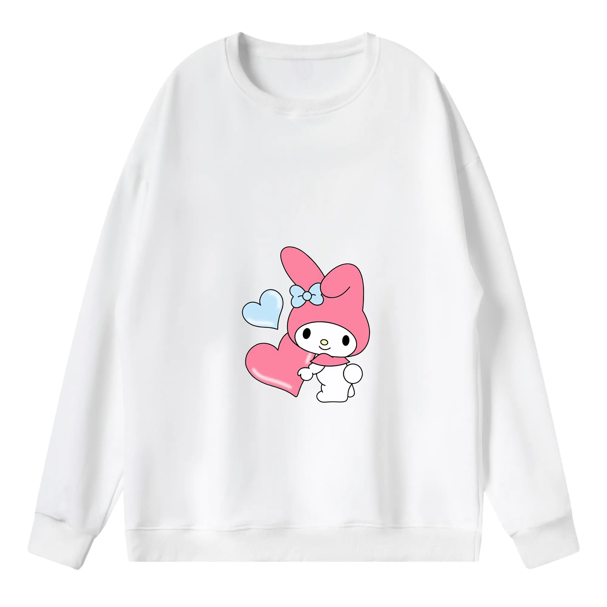 サンリオ グッズ,マイメロディ - 薄手 クルーネック スウェット 裏毛260g · ポリエステル 春秋向け カジュアル 男女兼用 · トレーナー デイリー スポーツ 散歩に最適