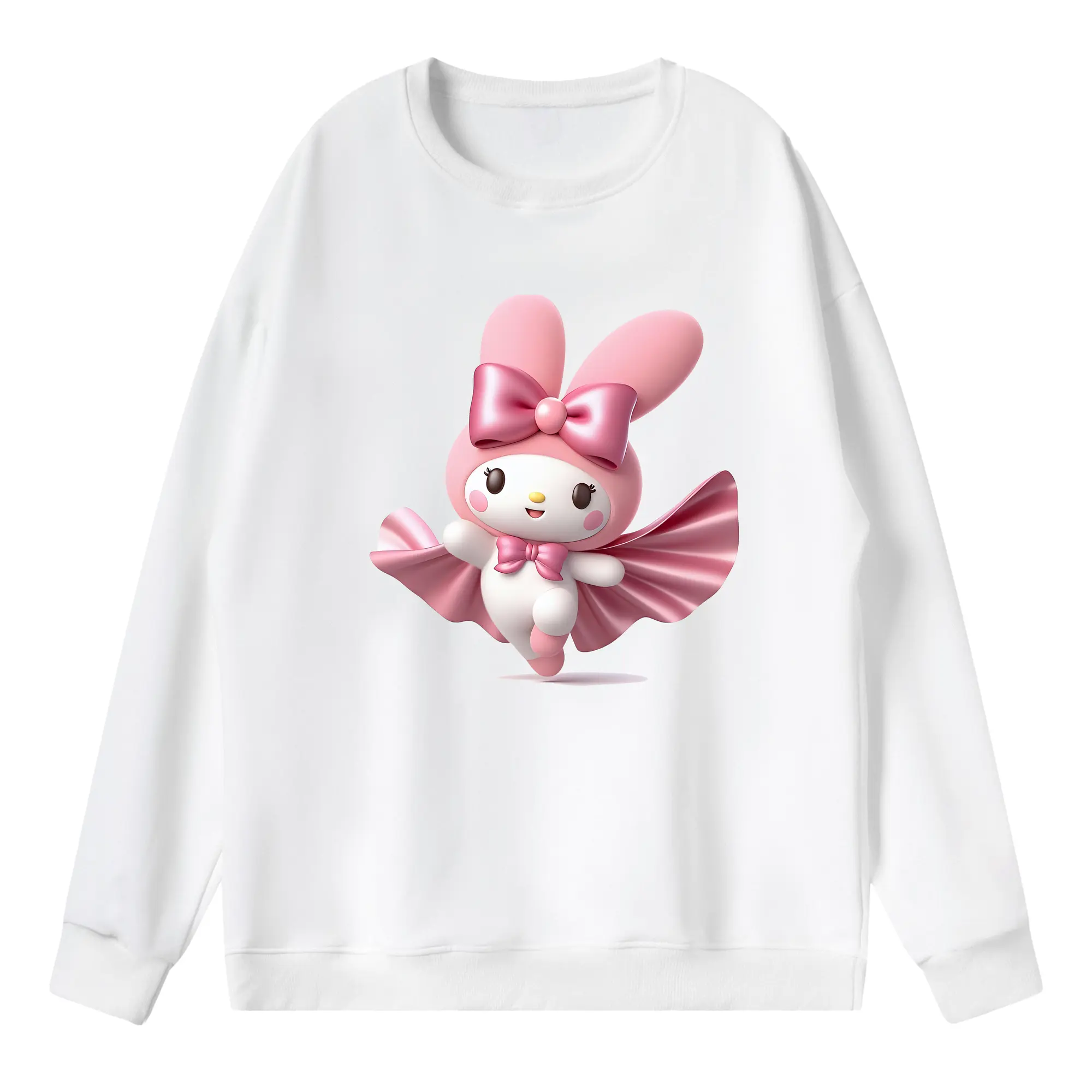 サンリオ グッズ,マイメロディ - 薄手 クルーネック スウェット 裏毛260g · ポリエステル 春秋向け カジュアル 男女兼用 · トレーナー デイリー スポーツ 散歩に最適