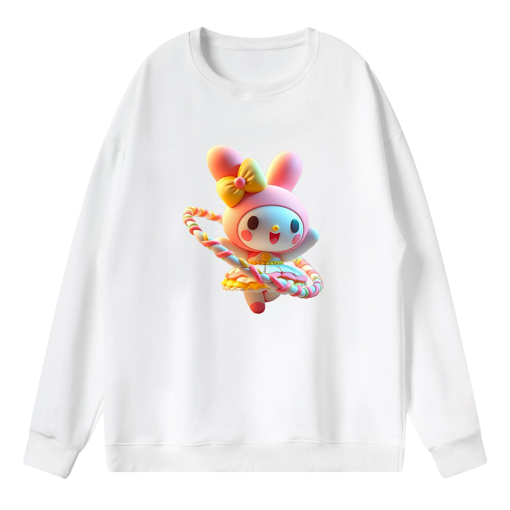 サンリオ グッズ,マイメロディ - 薄手 クルーネック スウェット 裏毛260g · ポリエステル 春秋向け カジュアル 男女兼用 · トレーナー デイリー スポーツ 散歩に最適