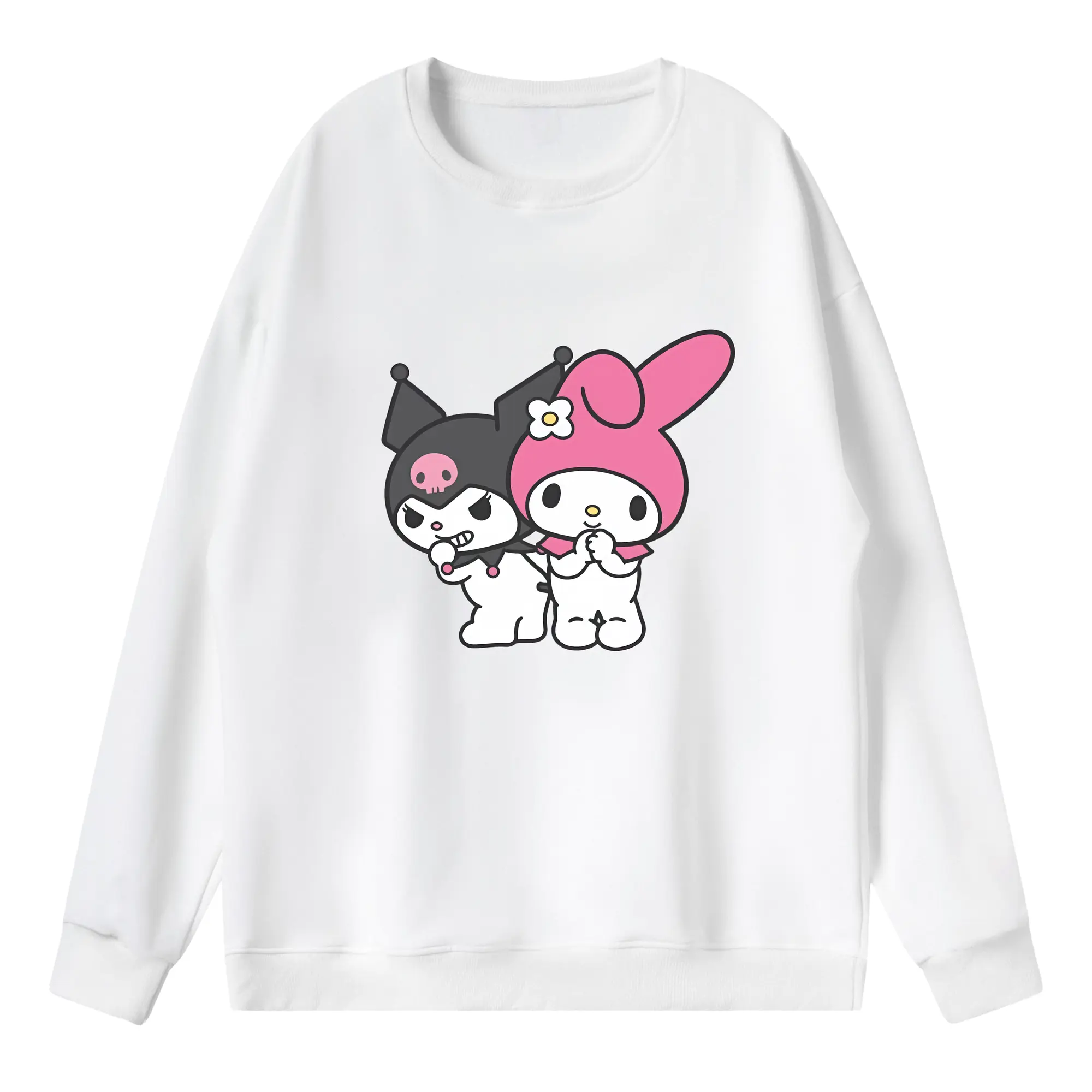 サンリオ グッズ,マイメロディ - 薄手 クルーネック スウェット 裏毛260g · ポリエステル 春秋向け カジュアル 男女兼用 · トレーナー デイリー スポーツ 散歩に最適