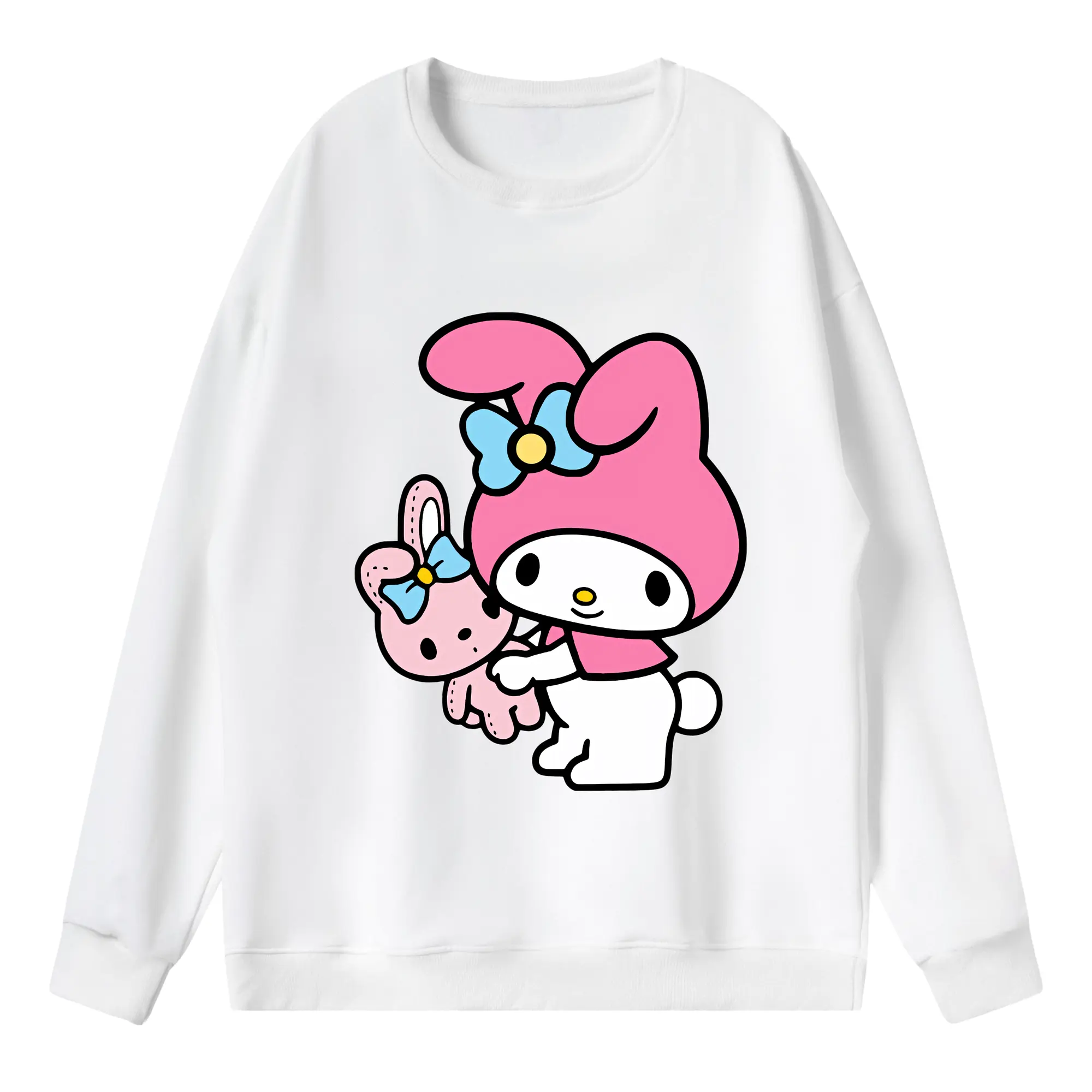 サンリオ グッズ,マイメロディ - 薄手 クルーネック スウェット 裏毛260g · ポリエステル 春秋向け カジュアル 男女兼用 · トレーナー デイリー スポーツ 散歩に最適