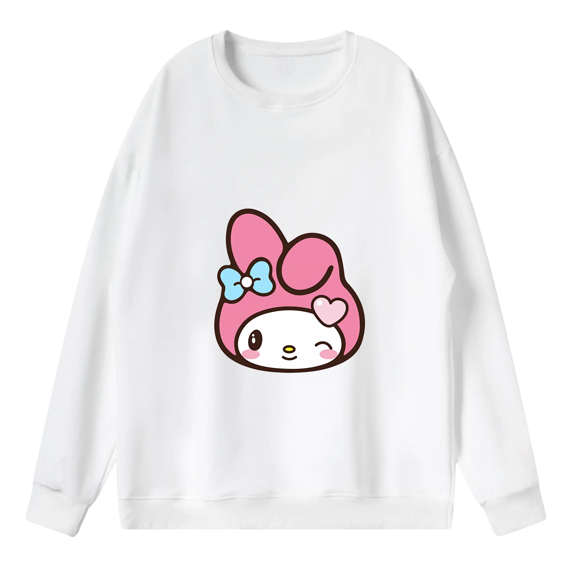 サンリオ グッズ,マイメロディ - 薄手 クルーネック スウェット 裏毛260g · ポリエステル 春秋向け カジュアル 男女兼用 · トレーナー デイリー スポーツ 散歩に最適