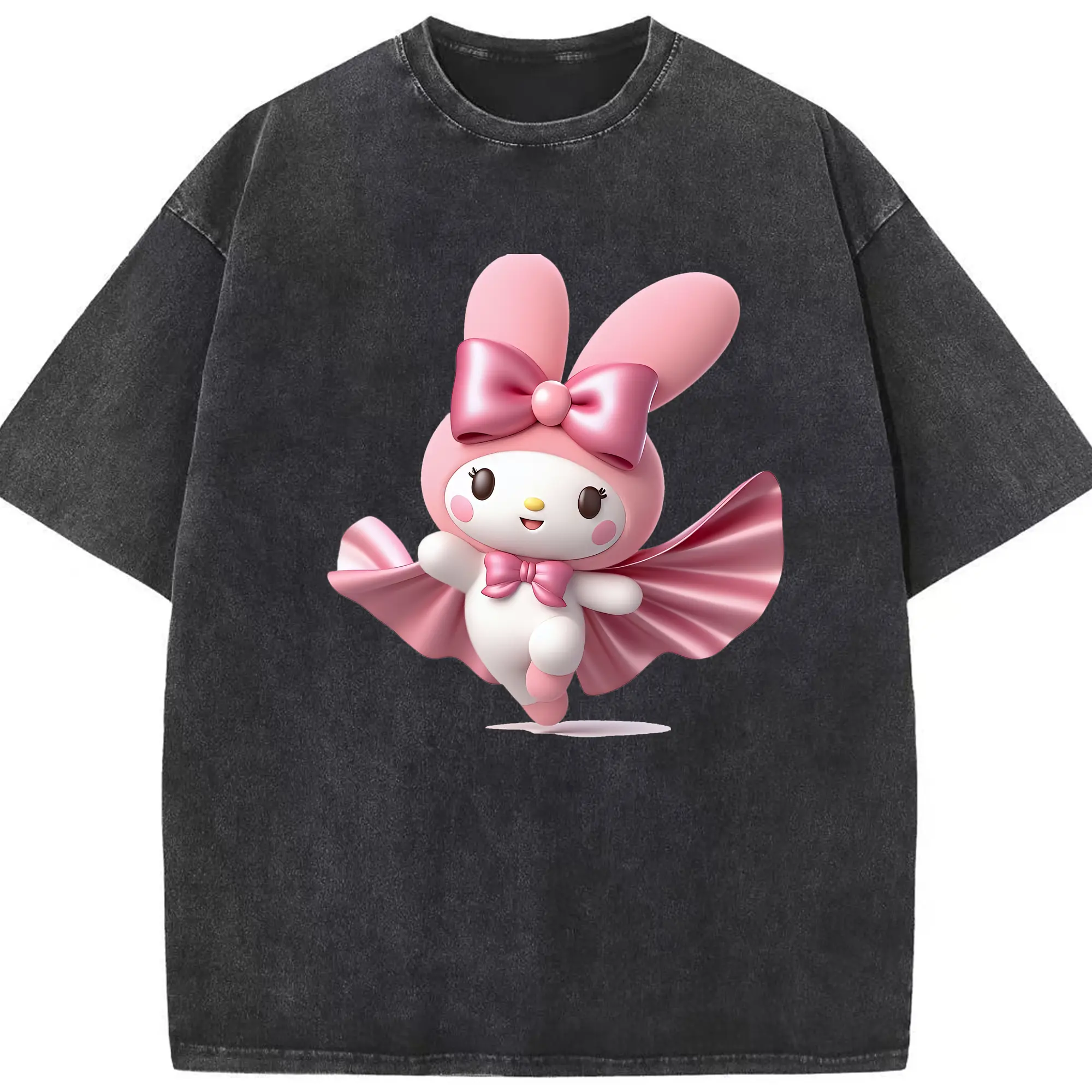サンリオ グッズ,マイメロディ - 綿100％ ヴィンテージ風 半袖Tシャツ ・ フロントプリント ・ 柔らか肌触り ・ 通気性 快適 ・ スポーツ カジュアル 外出用