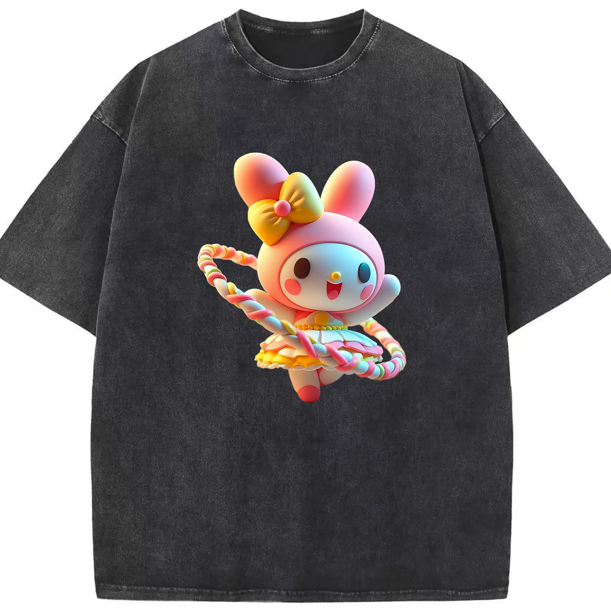 サンリオ グッズ,マイメロディ - 綿100％ ヴィンテージ風 半袖Tシャツ ・ フロントプリント ・ 柔らか肌触り ・ 通気性 快適 ・ スポーツ カジュアル 外出用