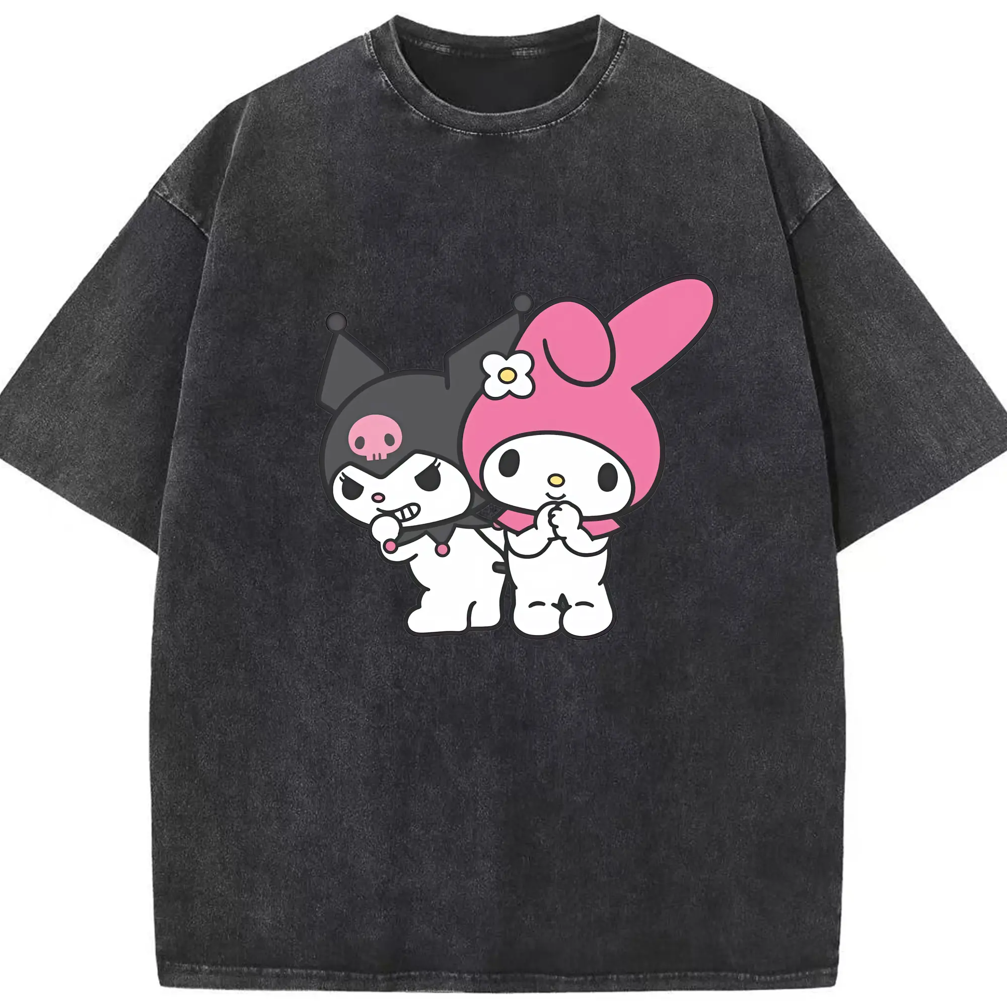 サンリオ グッズ,マイメロディ - 綿100％ ヴィンテージ風 半袖Tシャツ ・ フロントプリント ・ 柔らか肌触り ・ 通気性 快適 ・ スポーツ カジュアル 外出用