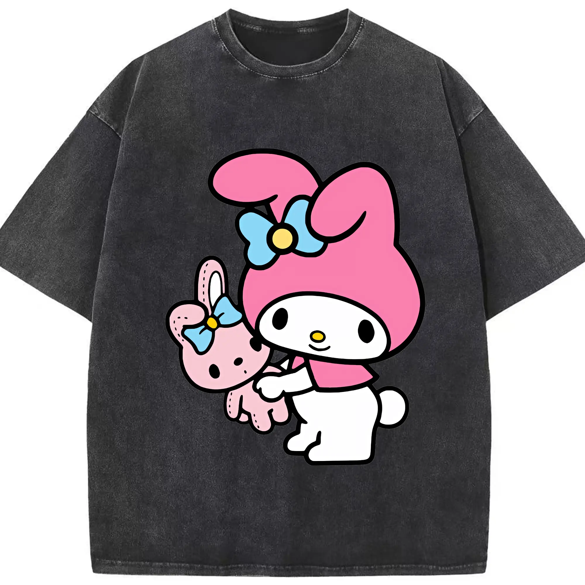 サンリオ グッズ,マイメロディ - 綿100％ ヴィンテージ風 半袖Tシャツ ・ フロントプリント ・ 柔らか肌触り ・ 通気性 快適 ・ スポーツ カジュアル 外出用