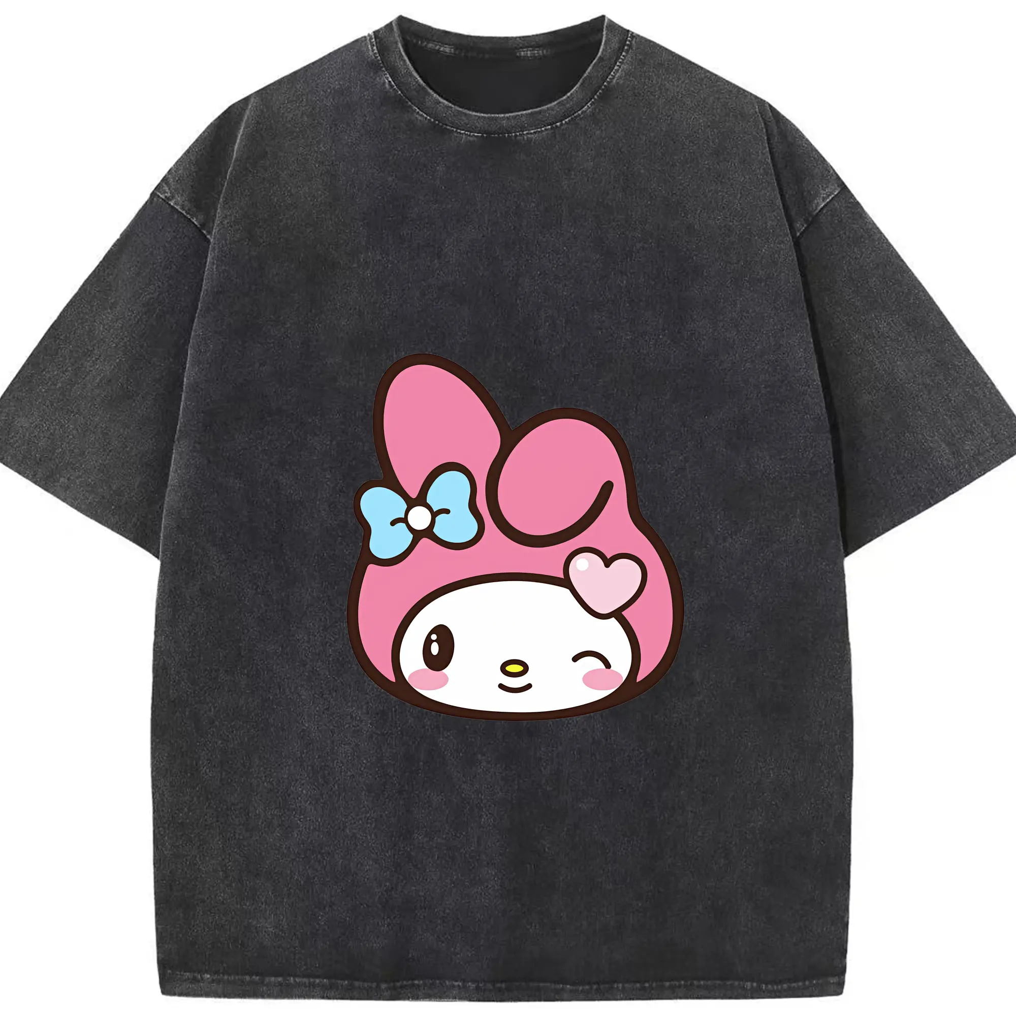 サンリオ グッズ,マイメロディ - 綿100％ ヴィンテージ風 半袖Tシャツ ・ フロントプリント ・ 柔らか肌触り ・ 通気性 快適 ・ スポーツ カジュアル 外出用