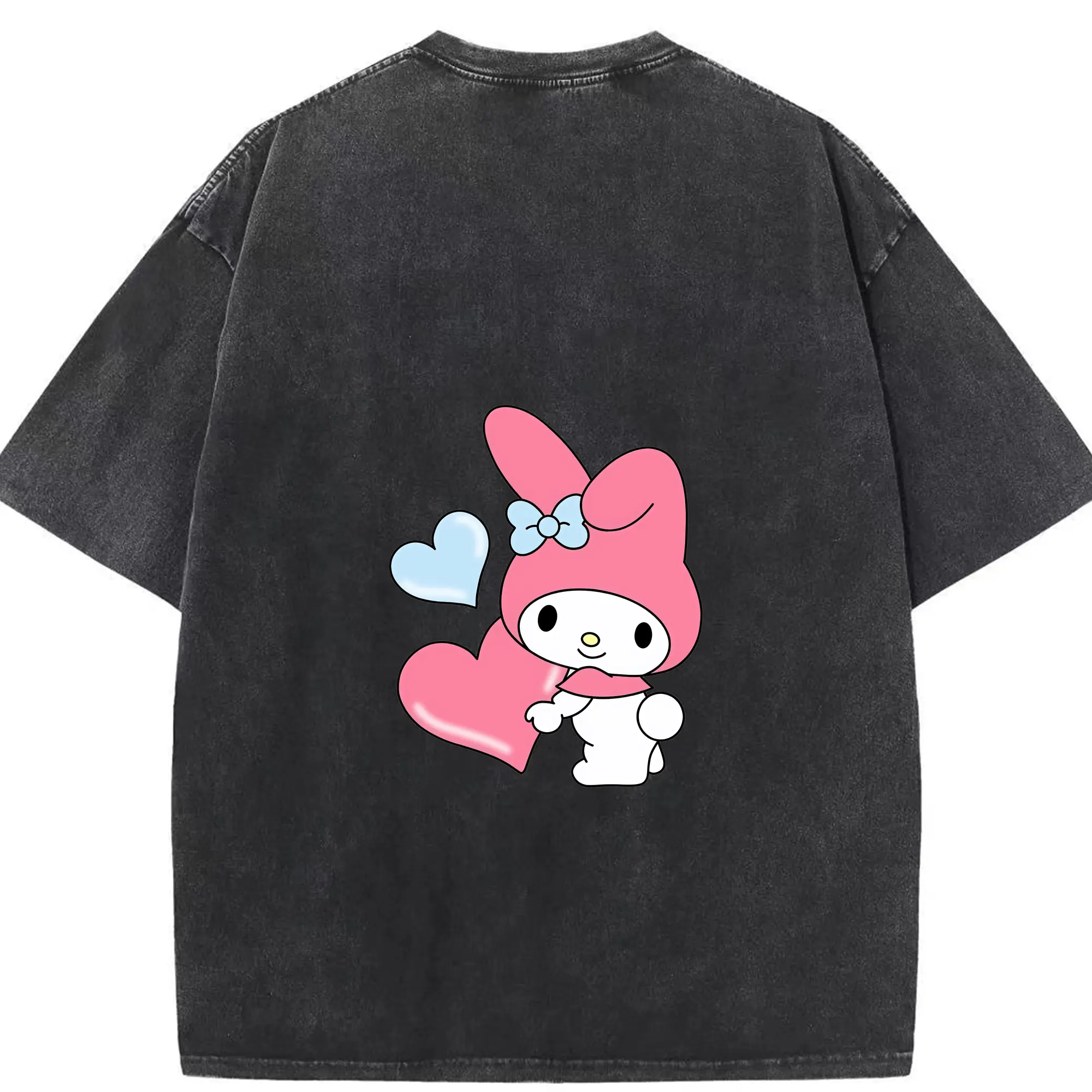 サンリオ グッズ,マイメロディ - 綿100％ ヴィンテージ風 半袖Tシャツ ・ 背面プリント ・ 柔らか肌触り ・ 通気性 快適 ・ スポーツ カジュアル 外出用