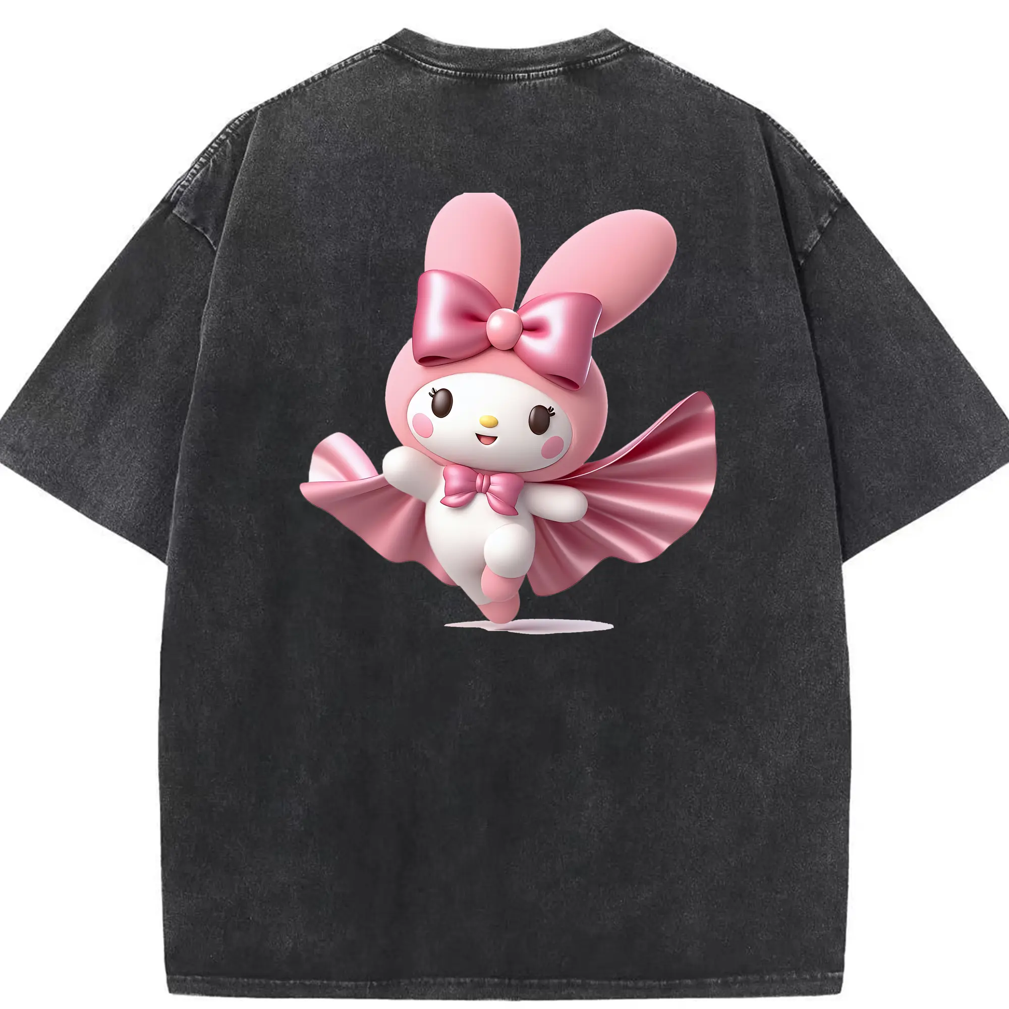 サンリオ グッズ,マイメロディ - 綿100％ ヴィンテージ風 半袖Tシャツ ・ 背面プリント ・ 柔らか肌触り ・ 通気性 快適 ・ スポーツ カジュアル 外出用