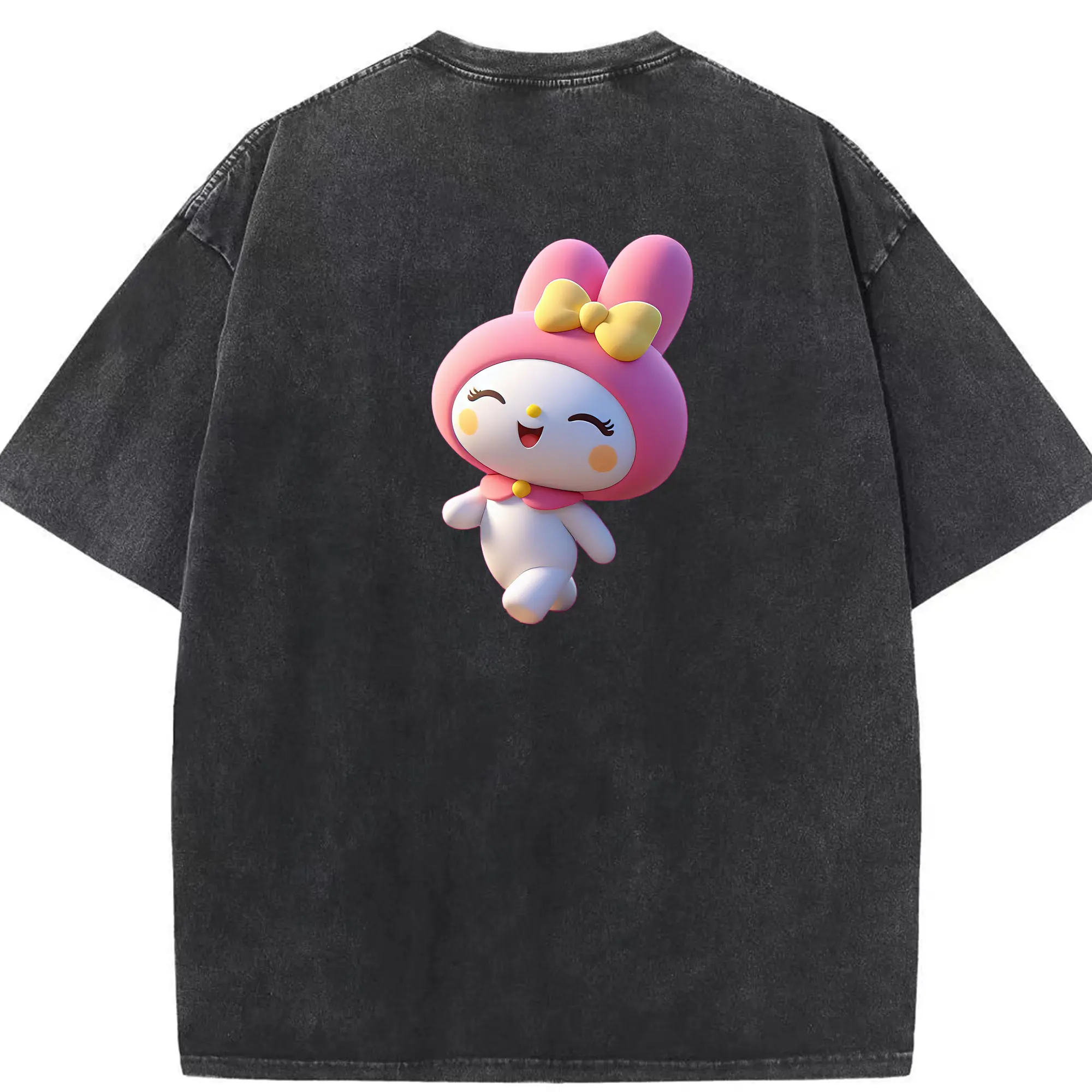 サンリオ グッズ,マイメロディ - 綿100％ ヴィンテージ風 半袖Tシャツ ・ 背面プリント ・ 柔らか肌触り ・ 通気性 快適 ・ スポーツ カジュアル 外出用