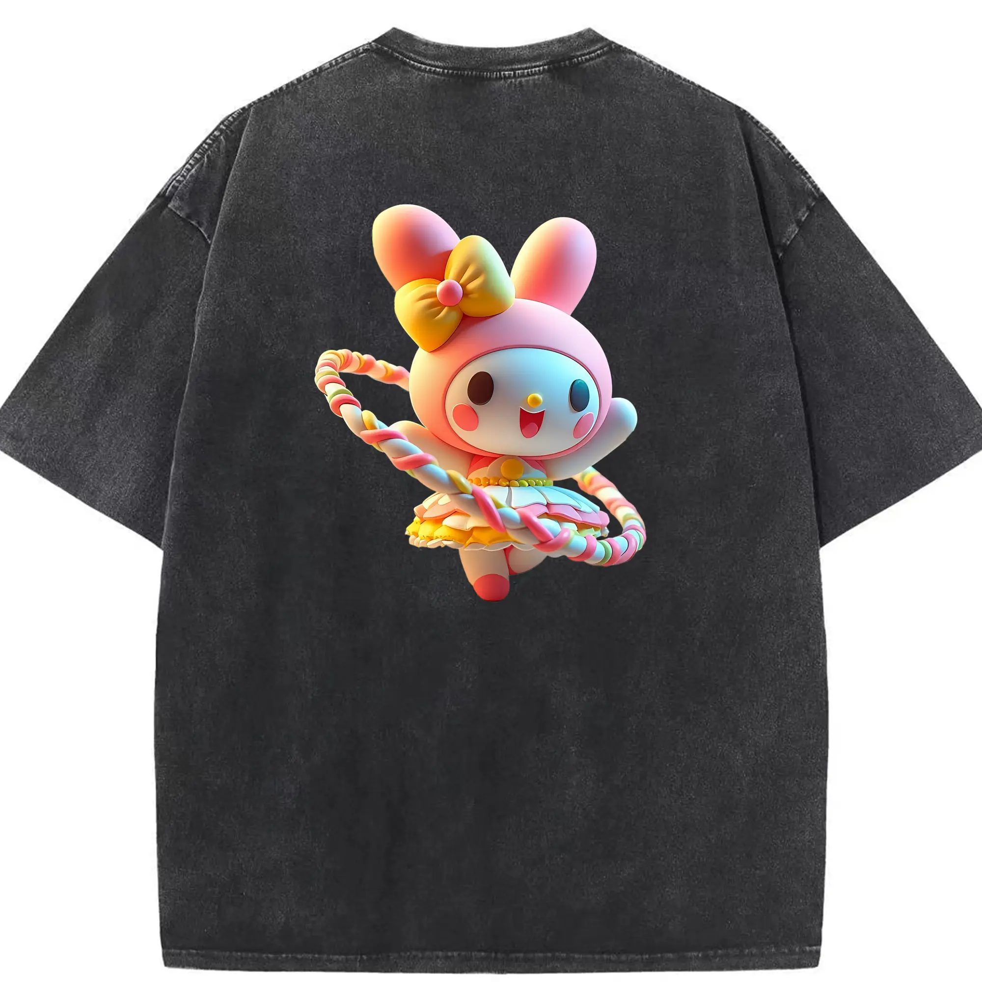 サンリオ グッズ,マイメロディ - 綿100％ ヴィンテージ風 半袖Tシャツ ・ 背面プリント ・ 柔らか肌触り ・ 通気性 快適 ・ スポーツ カジュアル 外出用