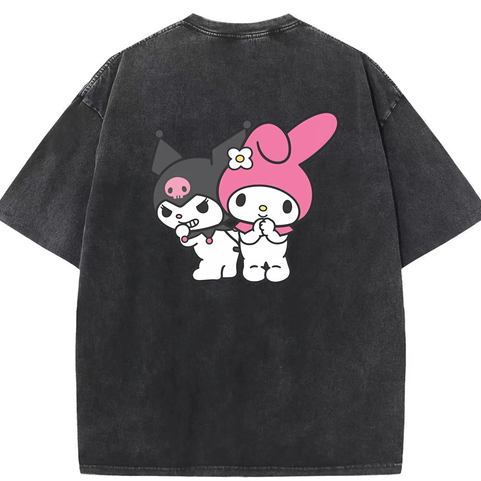 サンリオ グッズ,マイメロディ - 綿100％ ヴィンテージ風 半袖Tシャツ ・ 背面プリント ・ 柔らか肌触り ・ 通気性 快適 ・ スポーツ カジュアル 外出用