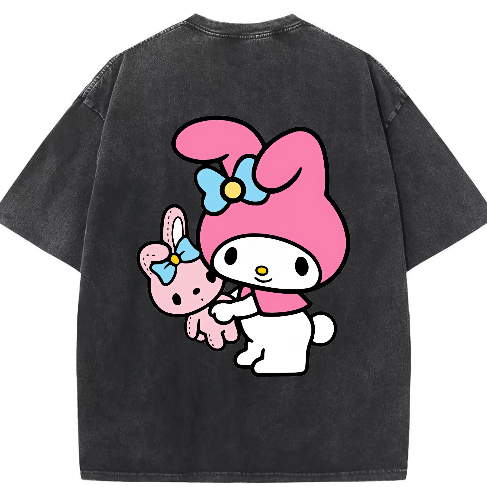 サンリオ グッズ,マイメロディ - 綿100％ ヴィンテージ風 半袖Tシャツ ・ 背面プリント ・ 柔らか肌触り ・ 通気性 快適 ・ スポーツ カジュアル 外出用