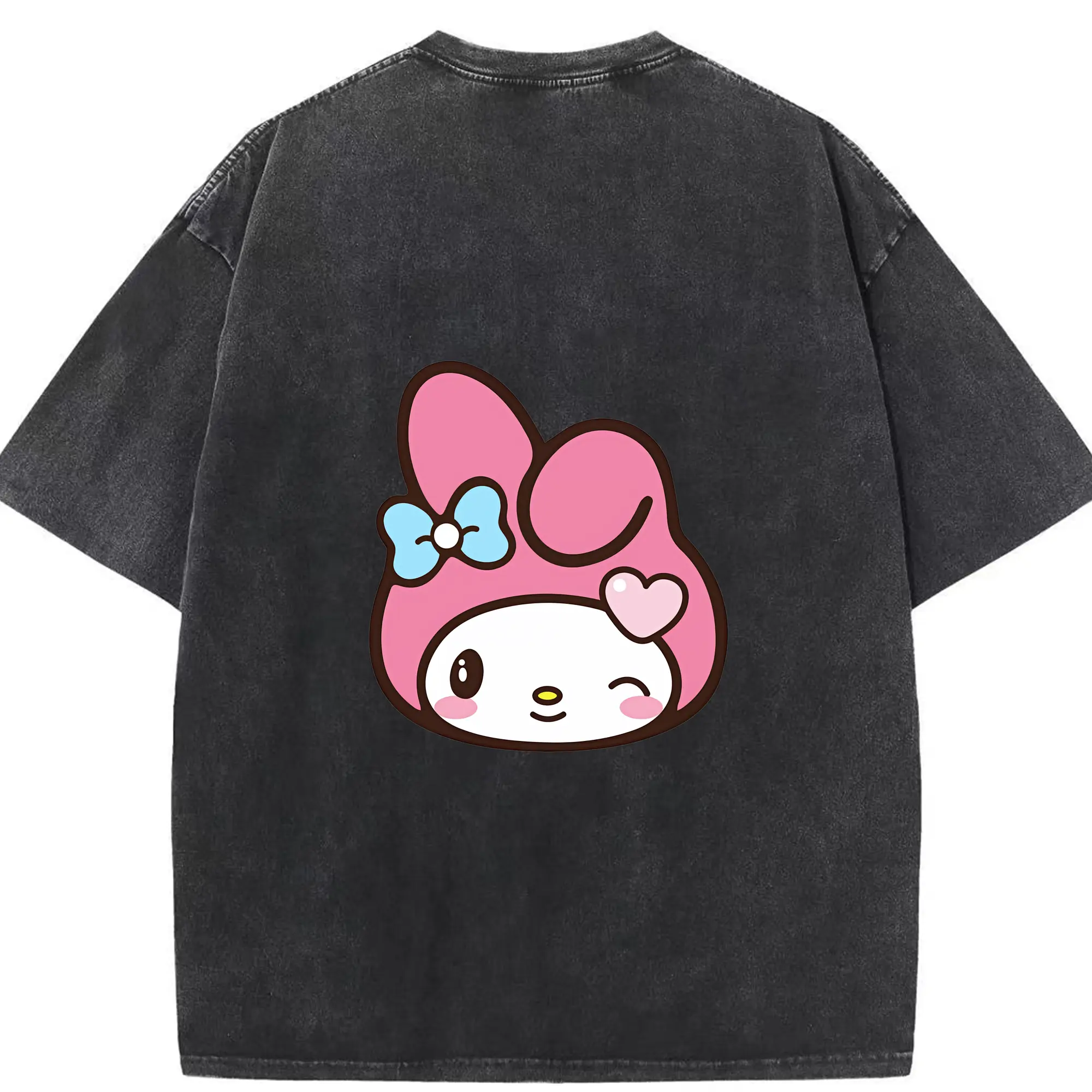 サンリオ グッズ,マイメロディ - 綿100％ ヴィンテージ風 半袖Tシャツ ・ 背面プリント ・ 柔らか肌触り ・ 通気性 快適 ・ スポーツ カジュアル 外出用