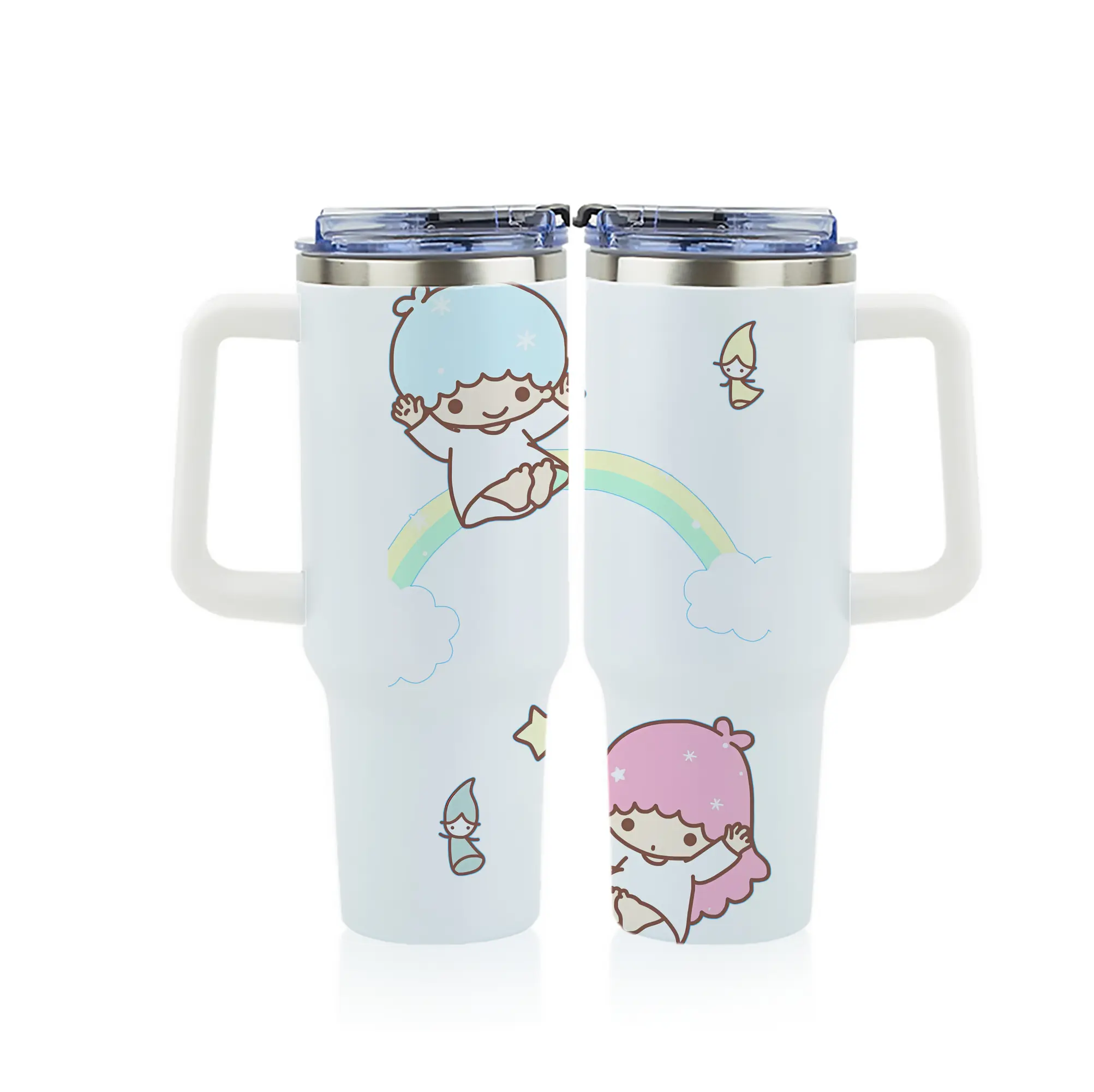 サンリオ グッズ,リトルツインスターズ - 1200mL フルプリント車用タンブラー ・ 304ステンレス 内側 ・ 201ステンレス 外側 ・ 保温 保冷 ・ 通勤 ドライブ アウトドア用