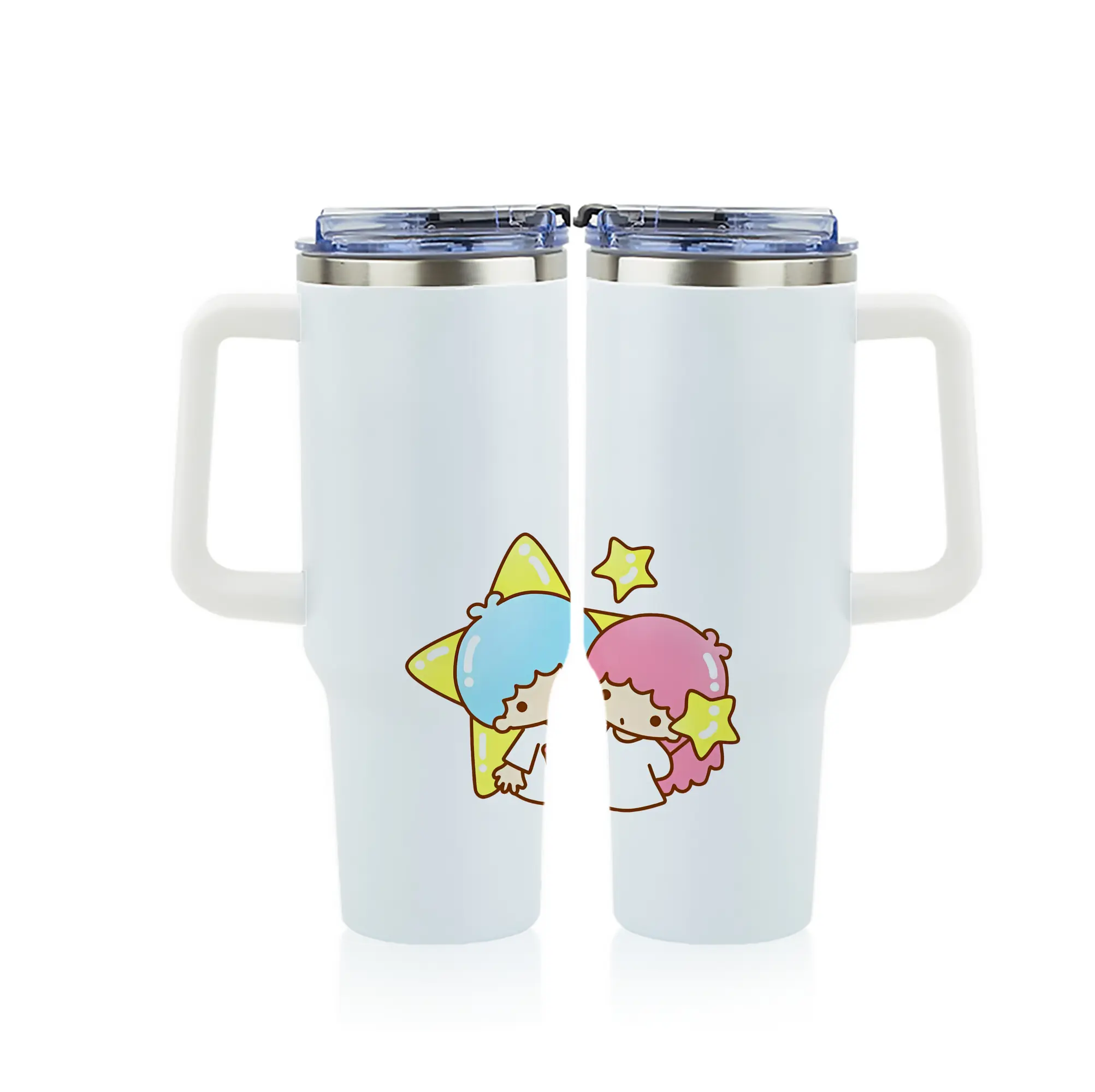 サンリオ グッズ,リトルツインスターズ - 1200mL フルプリント車用タンブラー ・ 304ステンレス 内側 ・ 201ステンレス 外側 ・ 保温 保冷 ・ 通勤 ドライブ アウトドア用