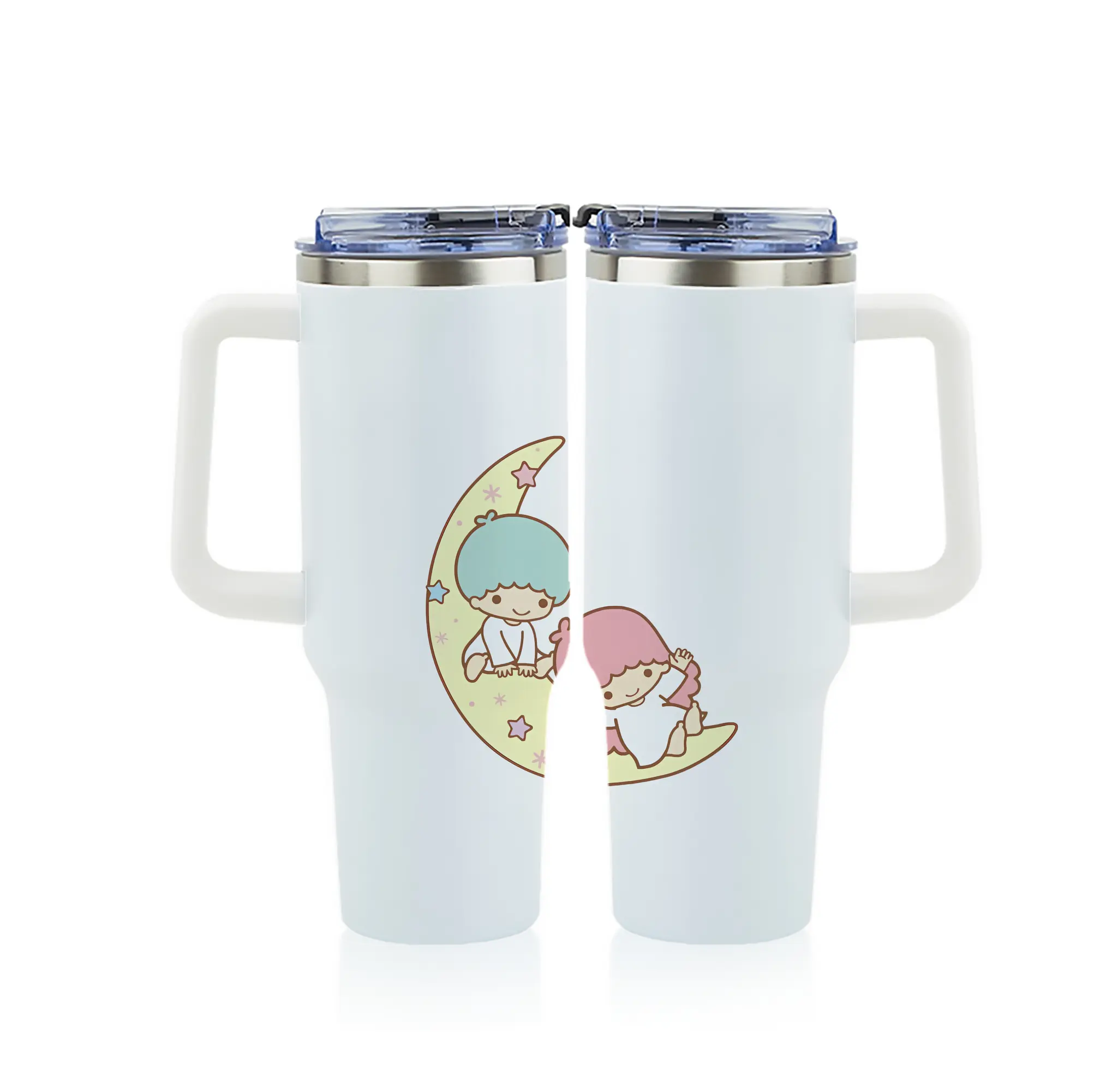 サンリオ グッズ,リトルツインスターズ - 1200mL フルプリント車用タンブラー ・ 304ステンレス 内側 ・ 201ステンレス 外側 ・ 保温 保冷 ・ 通勤 ドライブ アウトドア用