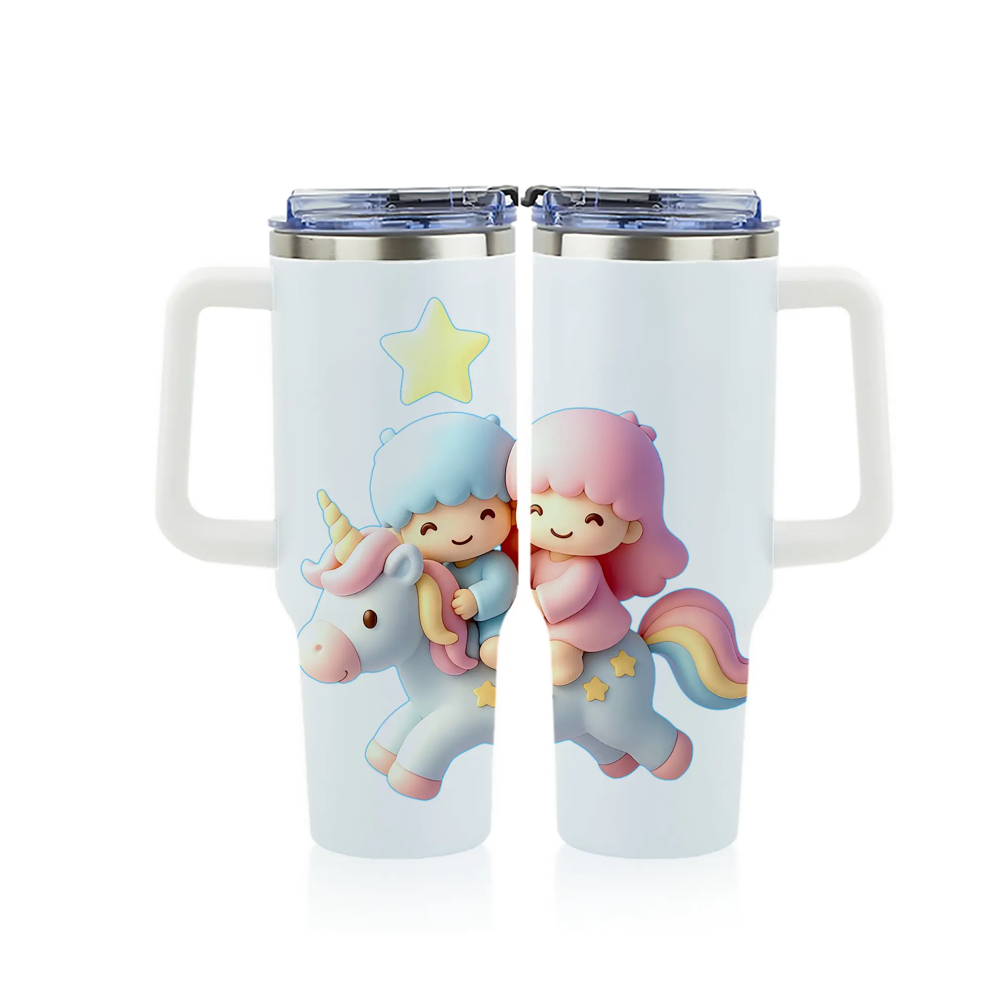サンリオ グッズ,リトルツインスターズ - 1200mL フルプリント車用タンブラー ・ 304ステンレス 内側 ・ 201ステンレス 外側 ・ 保温 保冷 ・ 通勤 ドライブ アウトドア用