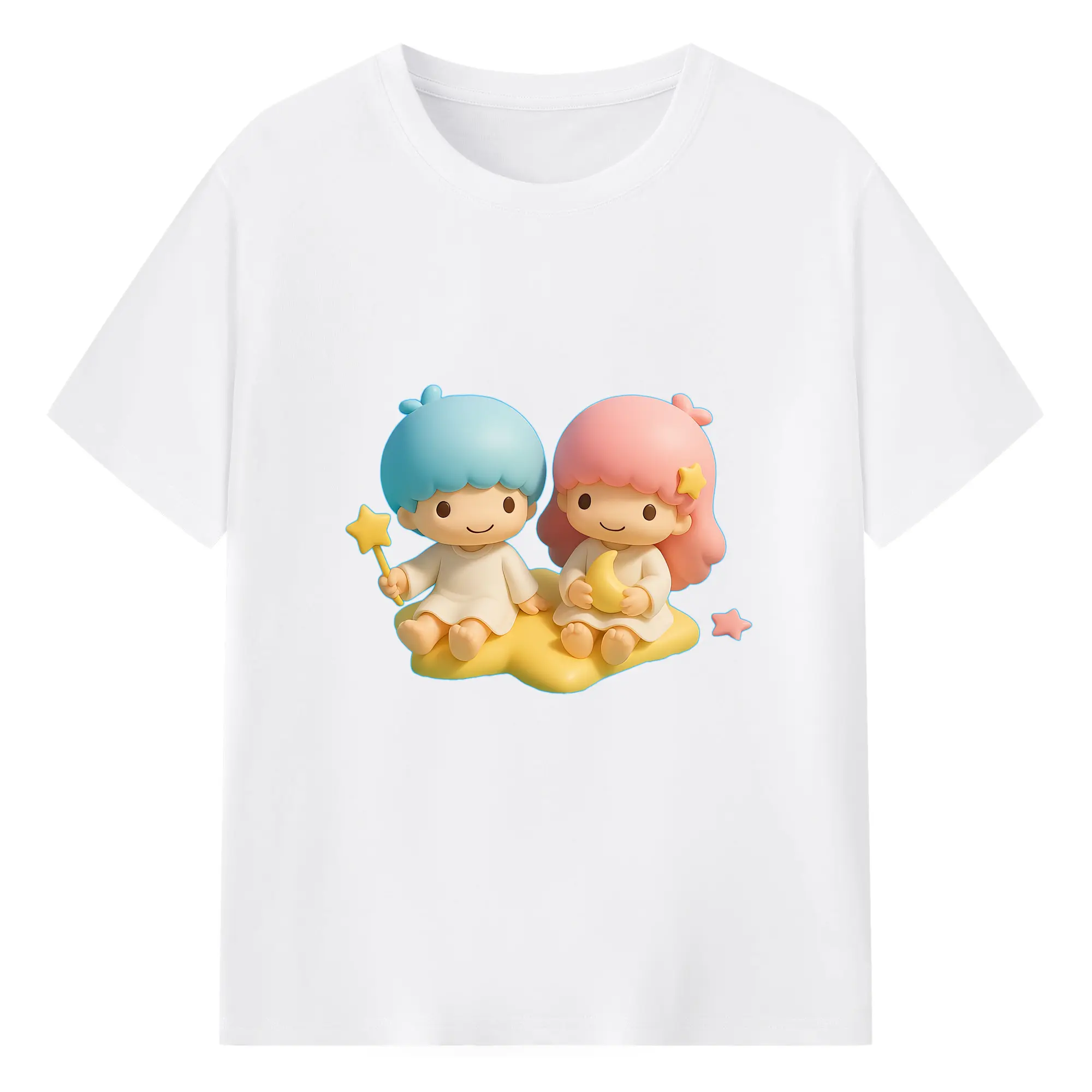 サンリオ グッズ,リトルツインスターズ - 綿100％ 半袖Tシャツ ・ フロントプリント ・ 快適 通気性 ・ 日常使い 散歩 スポーツ用
