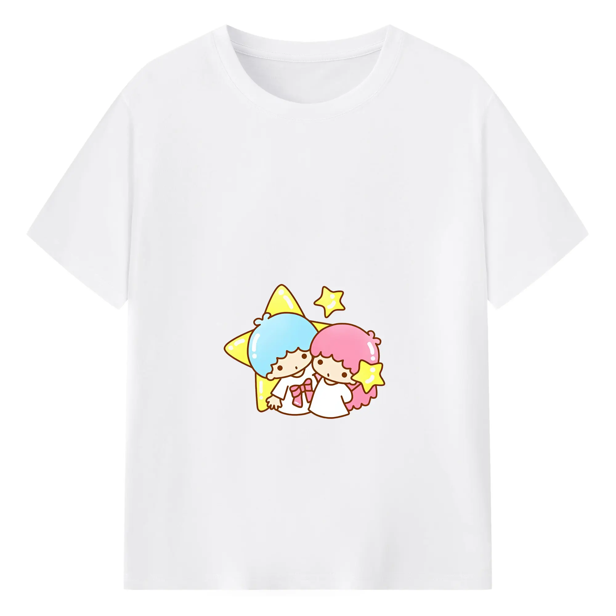 サンリオ グッズ,リトルツインスターズ - 綿100％ 半袖Tシャツ ・ フロントプリント ・ 快適 通気性 ・ 日常使い 散歩 スポーツ用