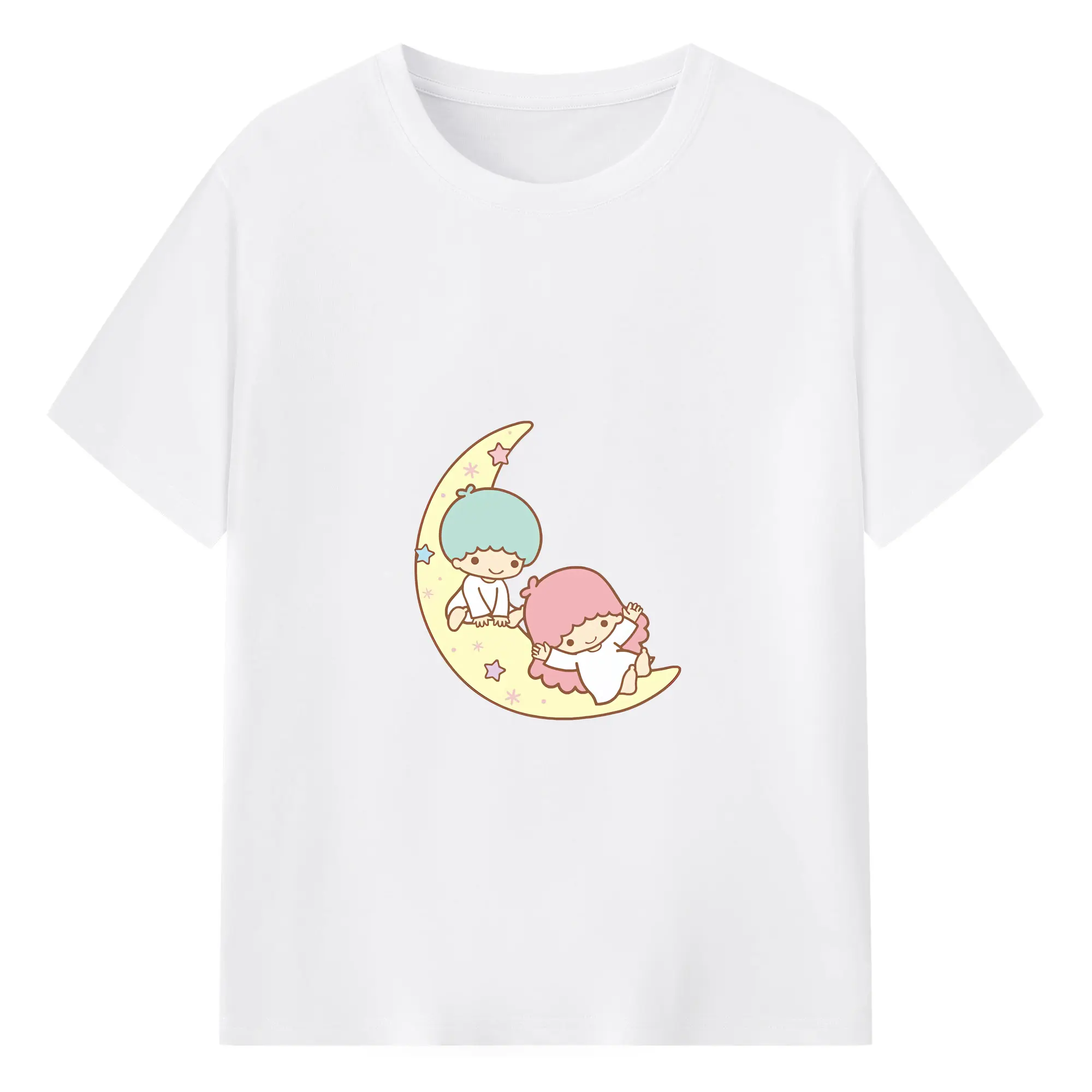 サンリオ グッズ,リトルツインスターズ - 綿100％ 半袖Tシャツ ・ フロントプリント ・ 快適 通気性 ・ 日常使い 散歩 スポーツ用