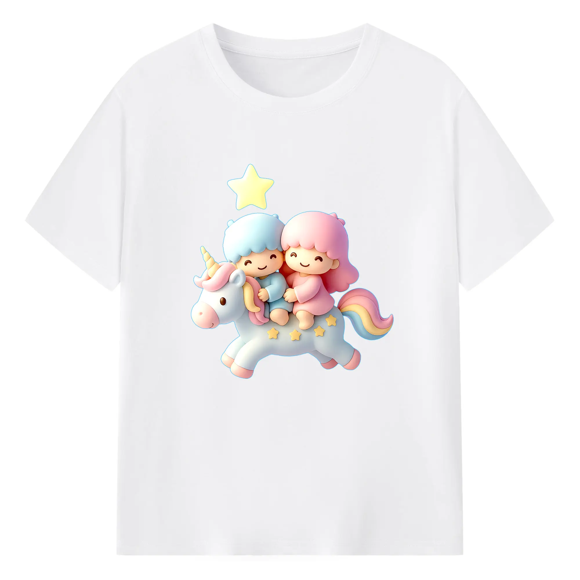 サンリオ グッズ,リトルツインスターズ - 綿100％ 半袖Tシャツ ・ フロントプリント ・ 快適 通気性 ・ 日常使い 散歩 スポーツ用