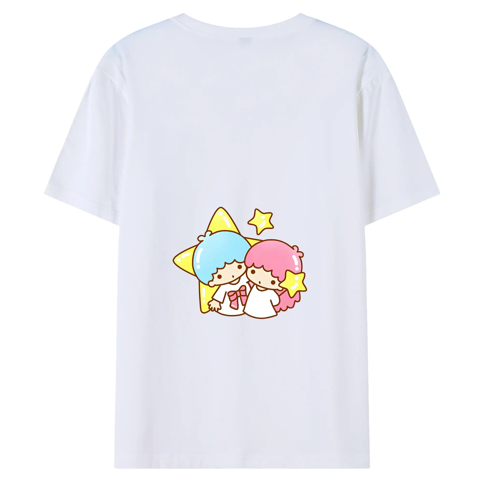 サンリオ グッズ,リトルツインスターズ - 綿100％ 半袖Tシャツ ・ バックプリント ・ 快適 通気性 ・ 日常使い 散歩 スポーツ用