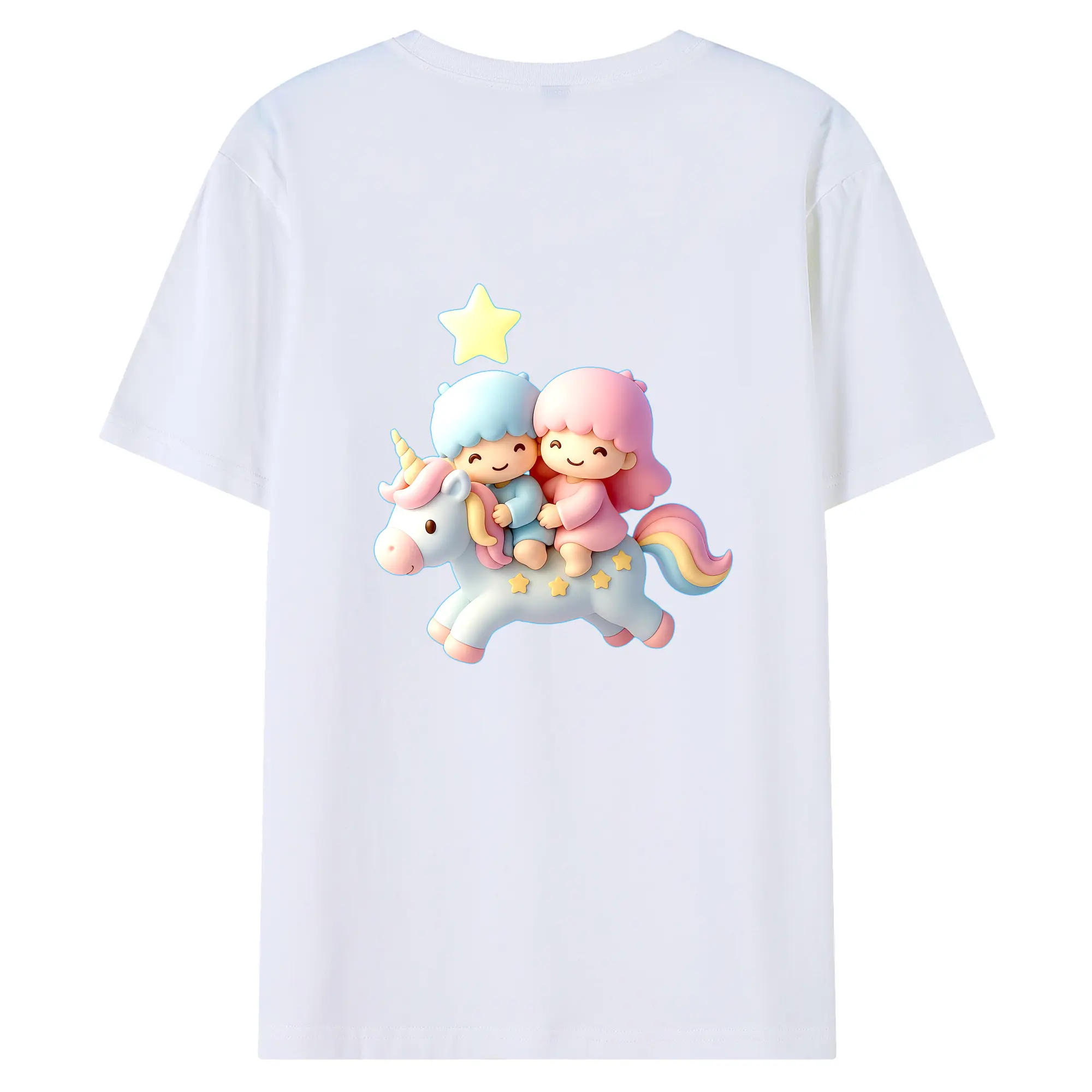 サンリオ グッズ,リトルツインスターズ - 綿100％ 半袖Tシャツ ・ バックプリント ・ 快適 通気性 ・ 日常使い 散歩 スポーツ用