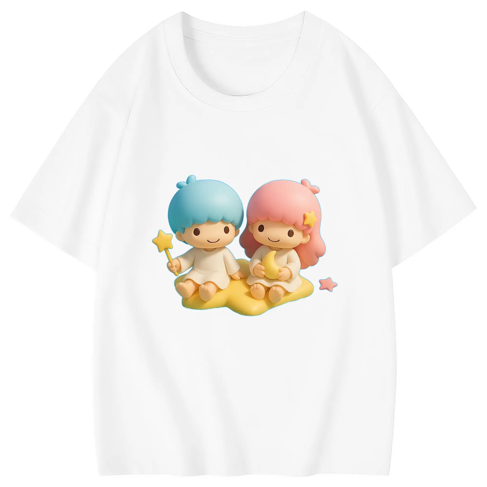 サンリオ グッズ,リトルツインスターズ - 綿100％ キッズTシャツ ・ フロントプリント ・ 快適 通気性 ・ スポーツ カジュアル 散歩用