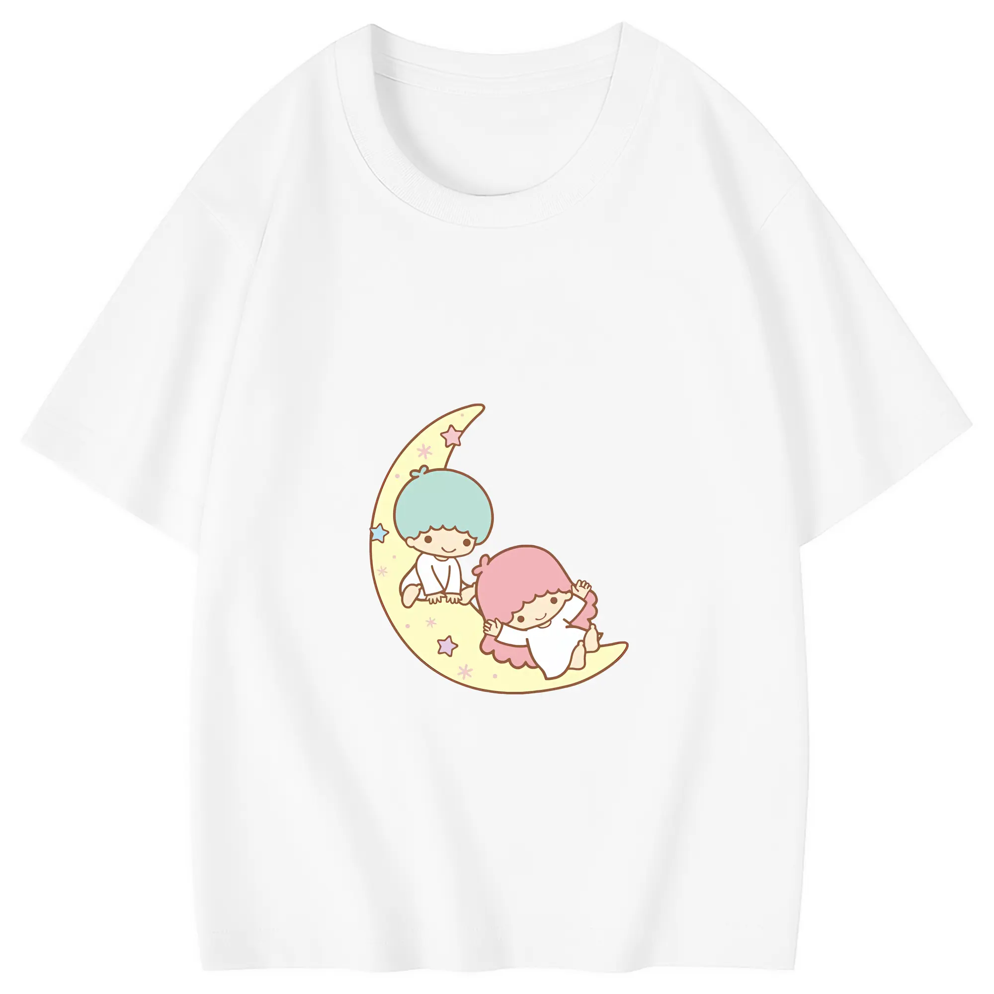 サンリオ グッズ,リトルツインスターズ - 綿100％ キッズTシャツ ・ フロントプリント ・ 快適 通気性 ・ スポーツ カジュアル 散歩用