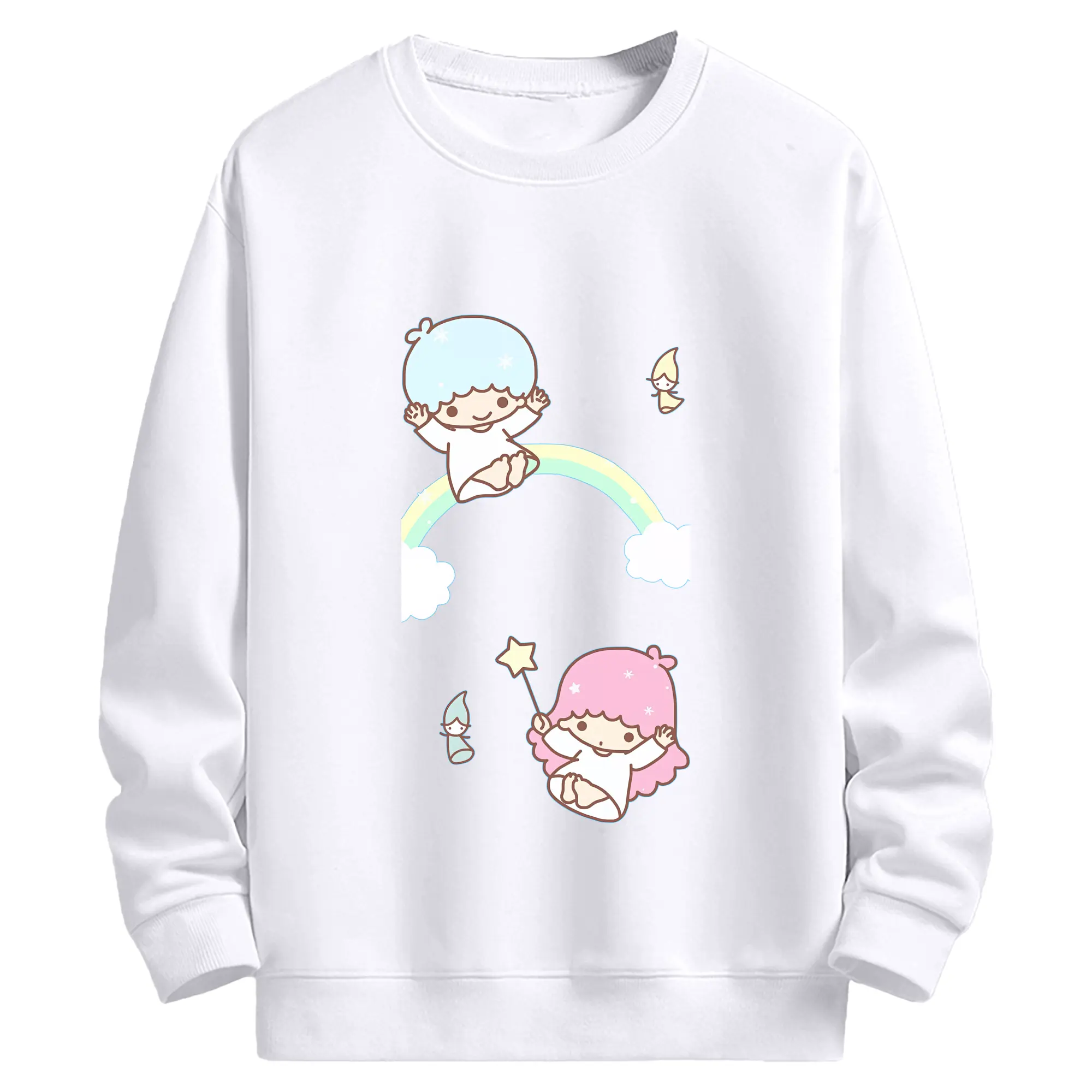 サンリオ グッズ,リトルツインスターズ - 高品質 クルーネック スウェット ・ コットン59％ ポリエステル41％ ・ ユニセックス 長袖 トレーナー ・ カジュアル デイリー スポーツ 散歩用