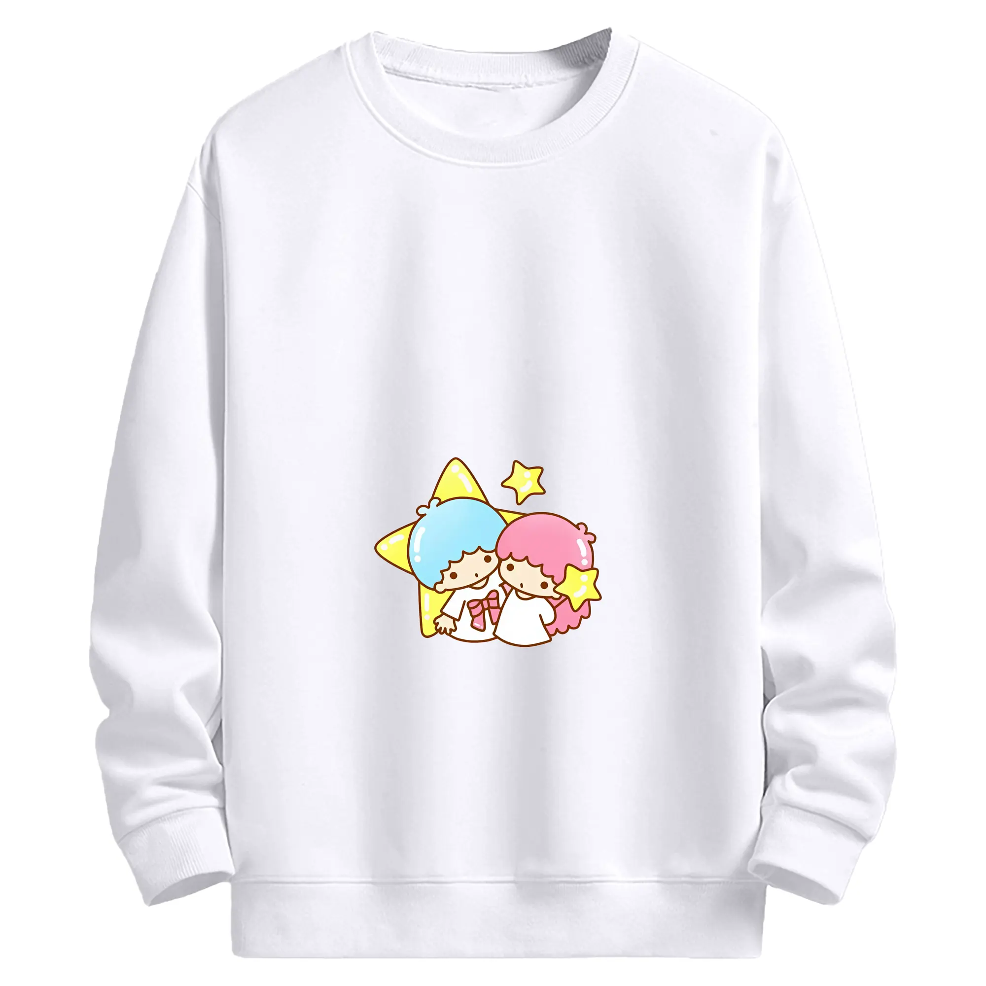 サンリオ グッズ,リトルツインスターズ - 高品質 クルーネック スウェット ・ コットン59％ ポリエステル41％ ・ ユニセックス 長袖 トレーナー ・ カジュアル デイリー スポーツ 散歩用