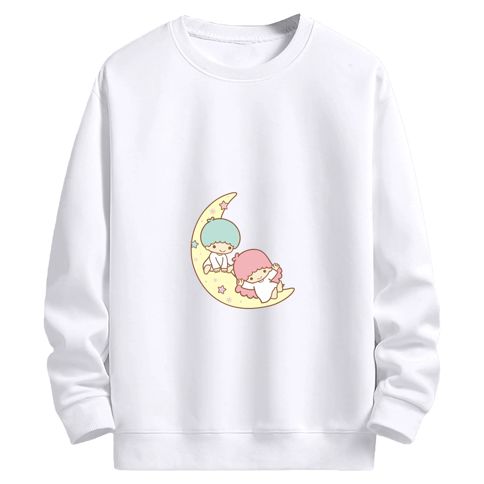 サンリオ グッズ,リトルツインスターズ - 高品質 クルーネック スウェット ・ コットン59％ ポリエステル41％ ・ ユニセックス 長袖 トレーナー ・ カジュアル デイリー スポーツ 散歩用