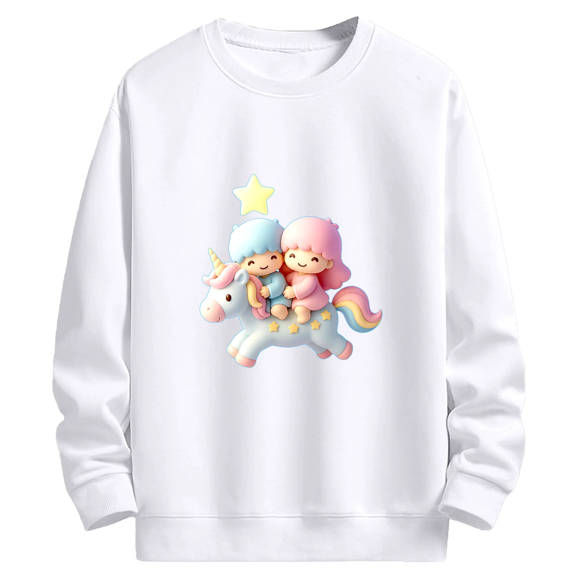 サンリオ グッズ,リトルツインスターズ - 高品質 クルーネック スウェット ・ コットン59％ ポリエステル41％ ・ ユニセックス 長袖 トレーナー ・ カジュアル デイリー スポーツ 散歩用