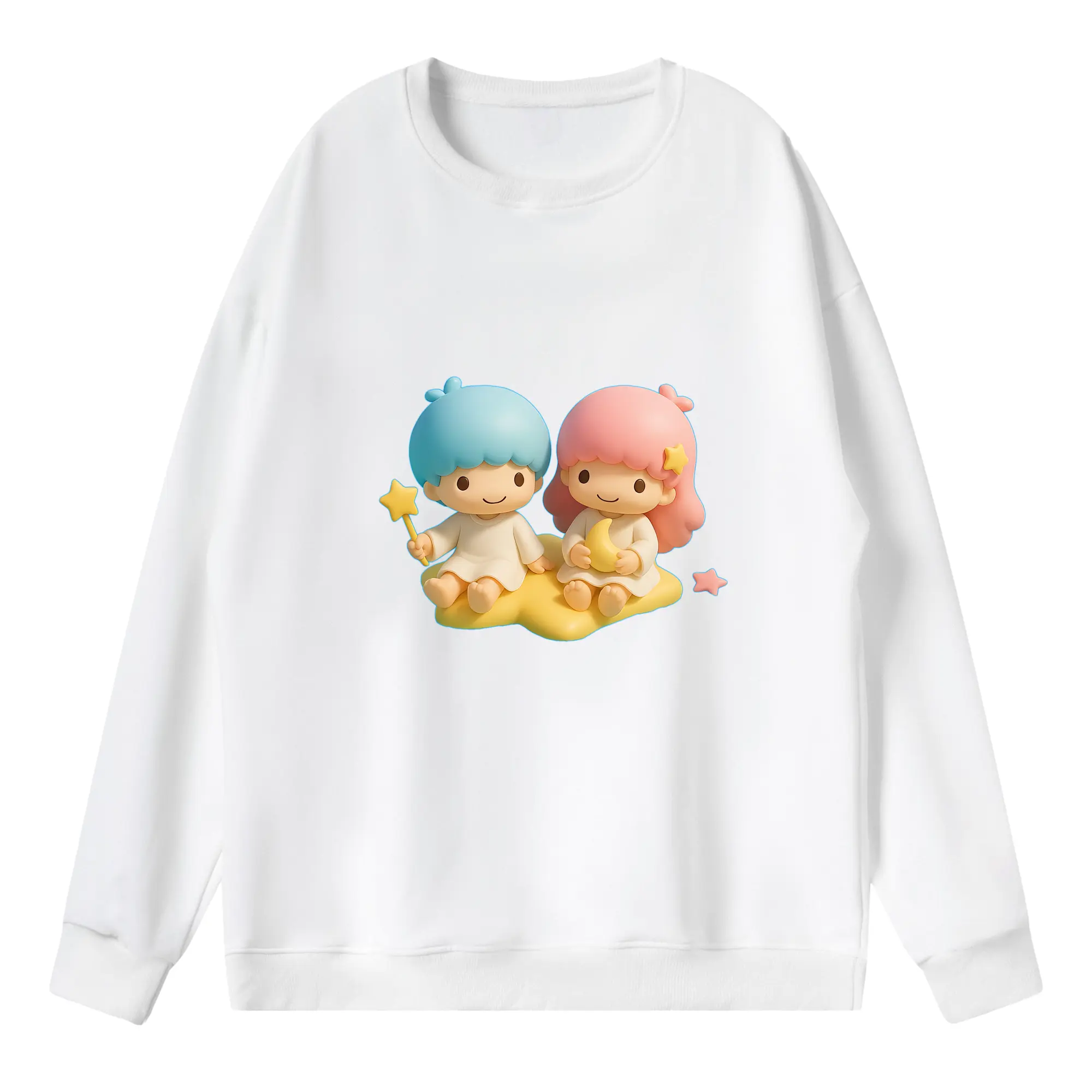 サンリオ グッズ,リトルツインスターズ - 薄手 クルーネック スウェット 裏毛260g · ポリエステル 春秋向け カジュアル 男女兼用 · トレーナー デイリー スポーツ 散歩に最適