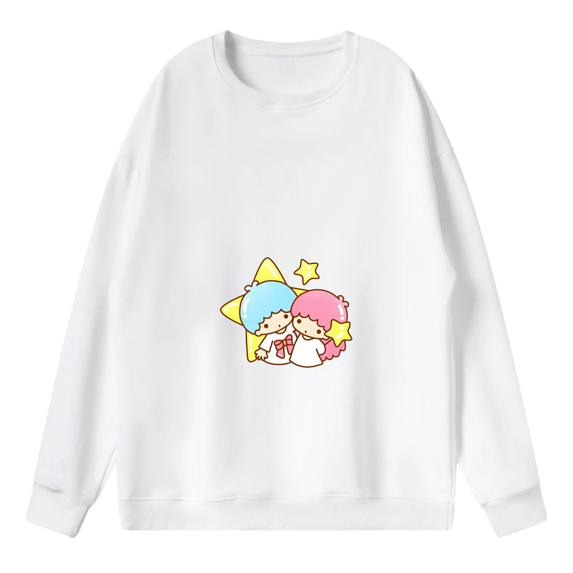 サンリオ グッズ,リトルツインスターズ - 薄手 クルーネック スウェット 裏毛260g · ポリエステル 春秋向け カジュアル 男女兼用 · トレーナー デイリー スポーツ 散歩に最適