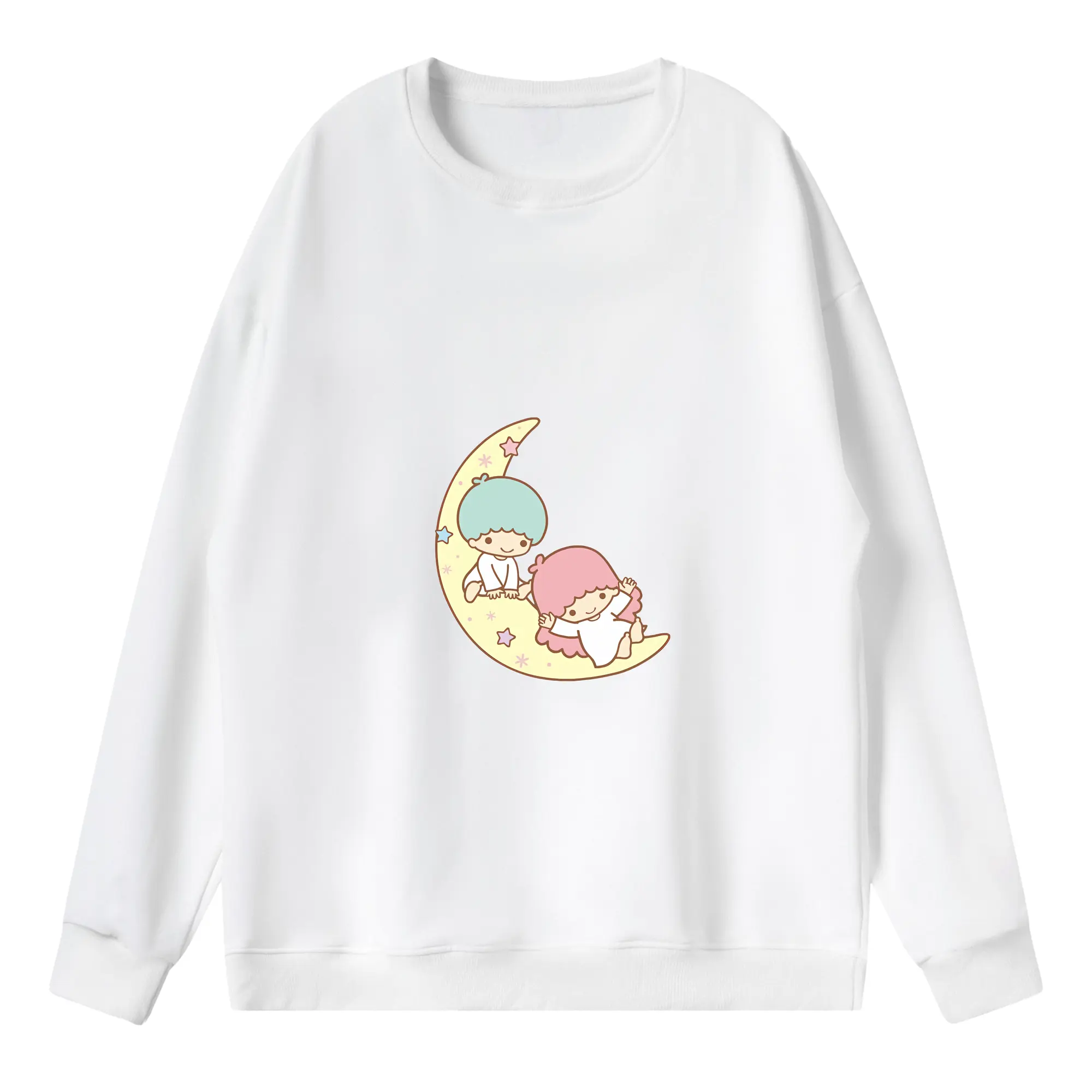 サンリオ グッズ,リトルツインスターズ - 薄手 クルーネック スウェット 裏毛260g · ポリエステル 春秋向け カジュアル 男女兼用 · トレーナー デイリー スポーツ 散歩に最適