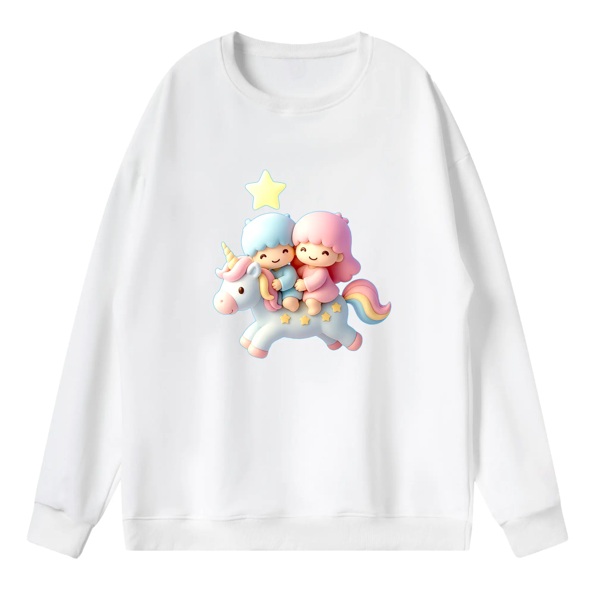 サンリオ グッズ,リトルツインスターズ - 薄手 クルーネック スウェット 裏毛260g · ポリエステル 春秋向け カジュアル 男女兼用 · トレーナー デイリー スポーツ 散歩に最適