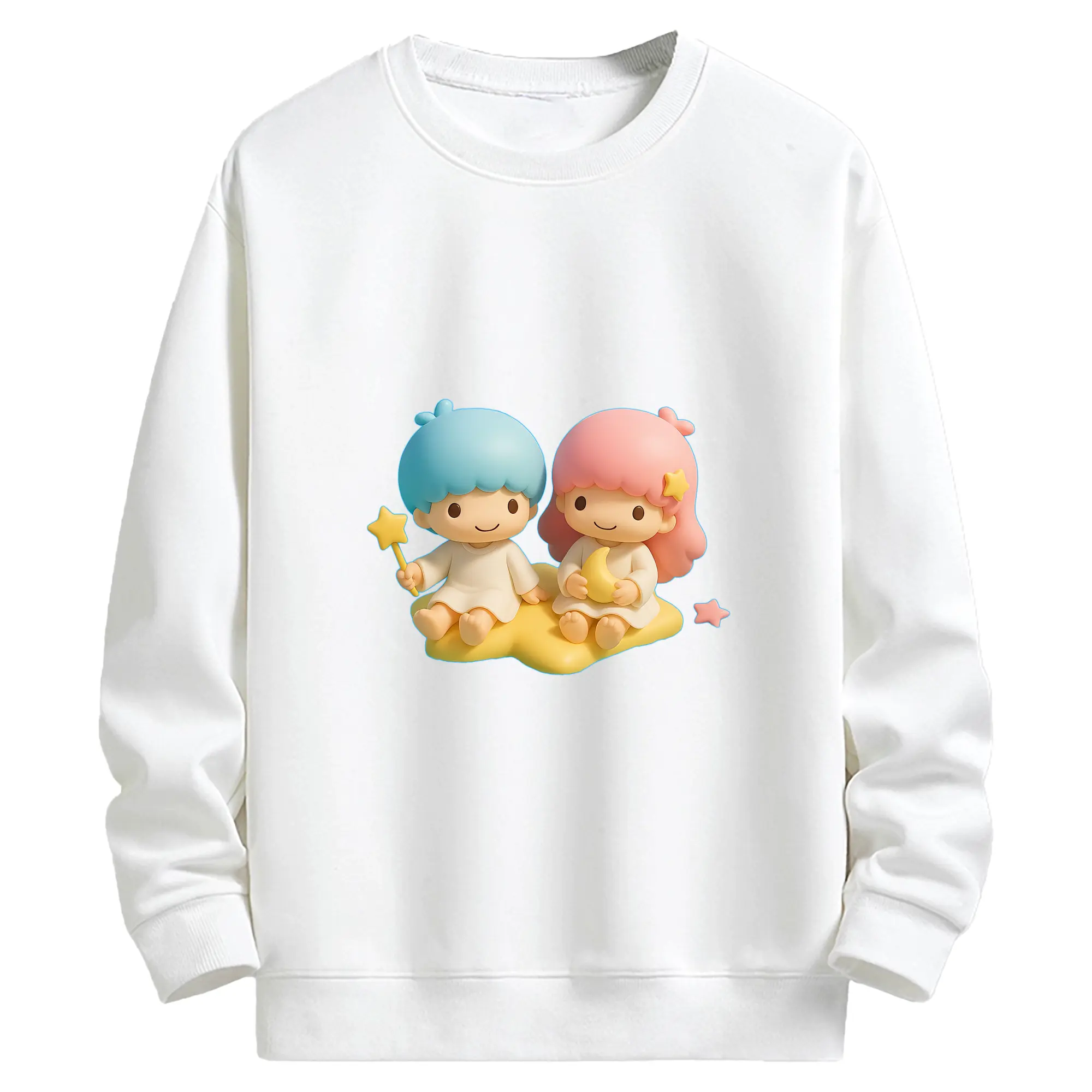 サンリオ グッズ,リトルツインスターズ - キッズ クルーネックスウェットシャツ ・ フロントプリント ・ 綿80％ ポリエステル20％ ・ 快適 通学 スポーツ 日常使い お散歩用