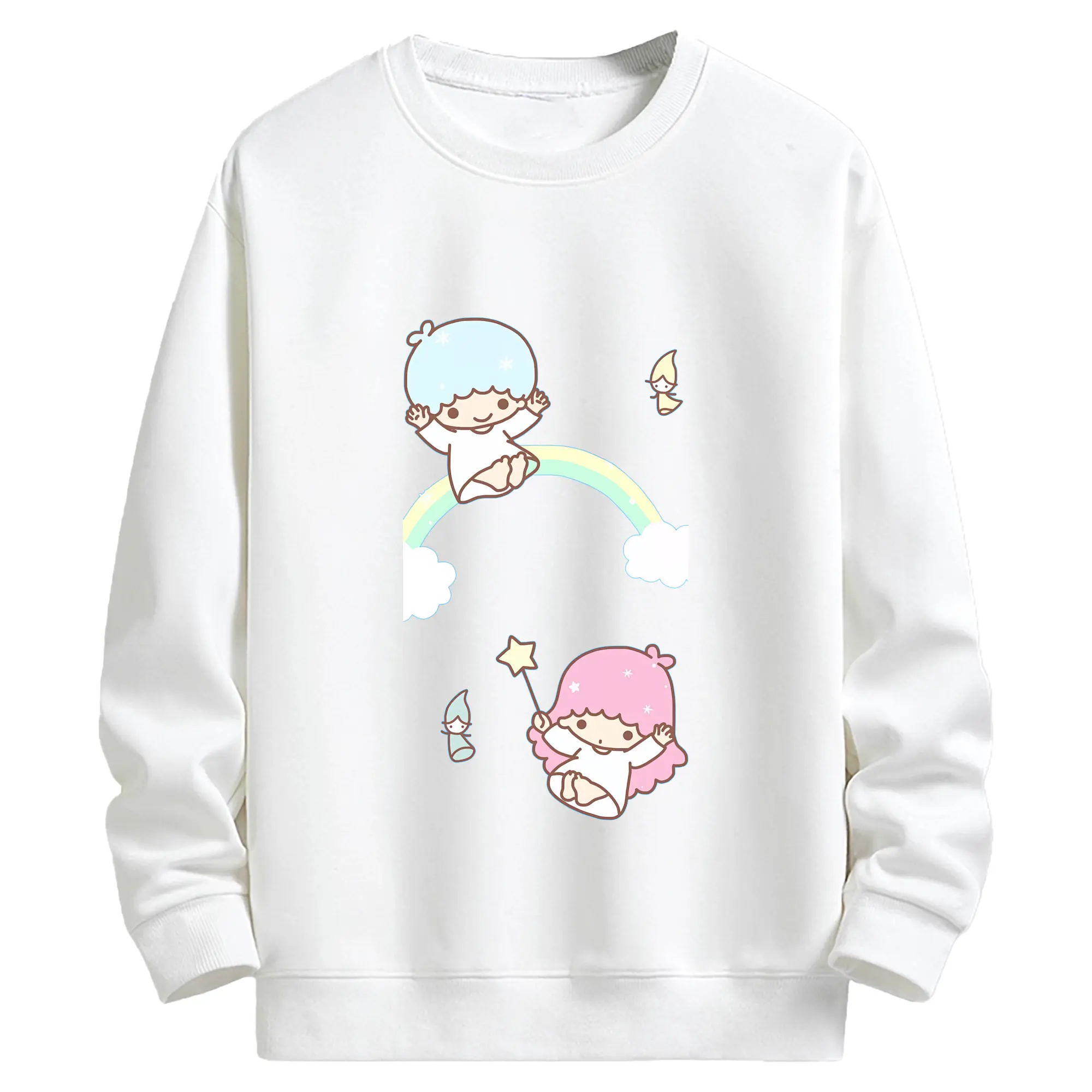 サンリオ グッズ,リトルツインスターズ - キッズ クルーネックスウェットシャツ ・ フロントプリント ・ 綿80％ ポリエステル20％ ・ 快適 通学 スポーツ 日常使い お散歩用