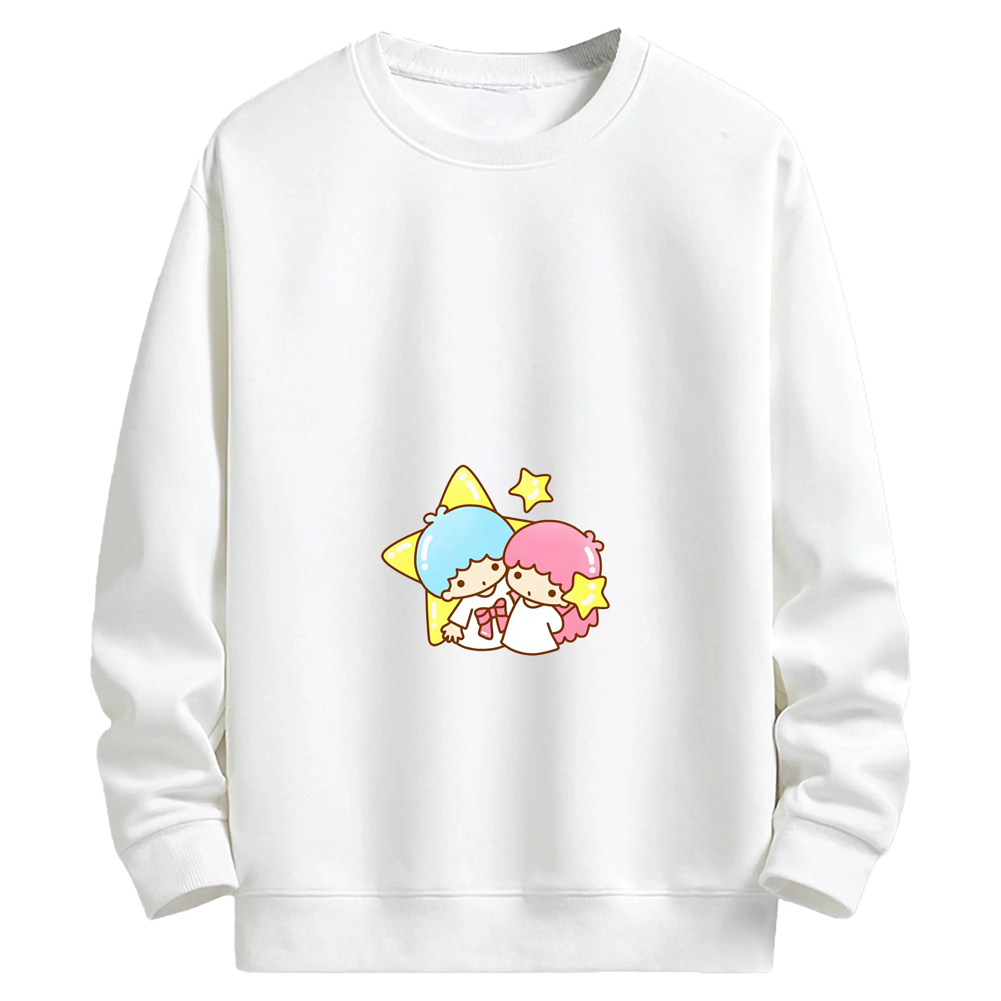 サンリオ グッズ,リトルツインスターズ - キッズ クルーネックスウェットシャツ ・ フロントプリント ・ 綿80％ ポリエステル20％ ・ 快適 通学 スポーツ 日常使い お散歩用