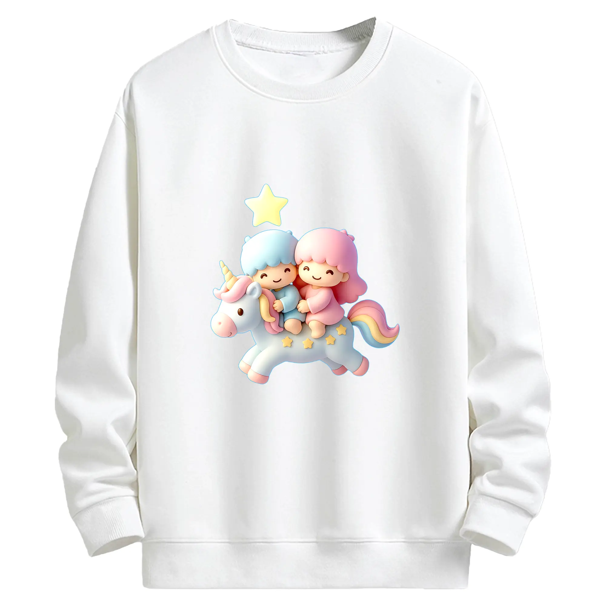 サンリオ グッズ,リトルツインスターズ - キッズ クルーネックスウェットシャツ ・ フロントプリント ・ 綿80％ ポリエステル20％ ・ 快適 通学 スポーツ 日常使い お散歩用