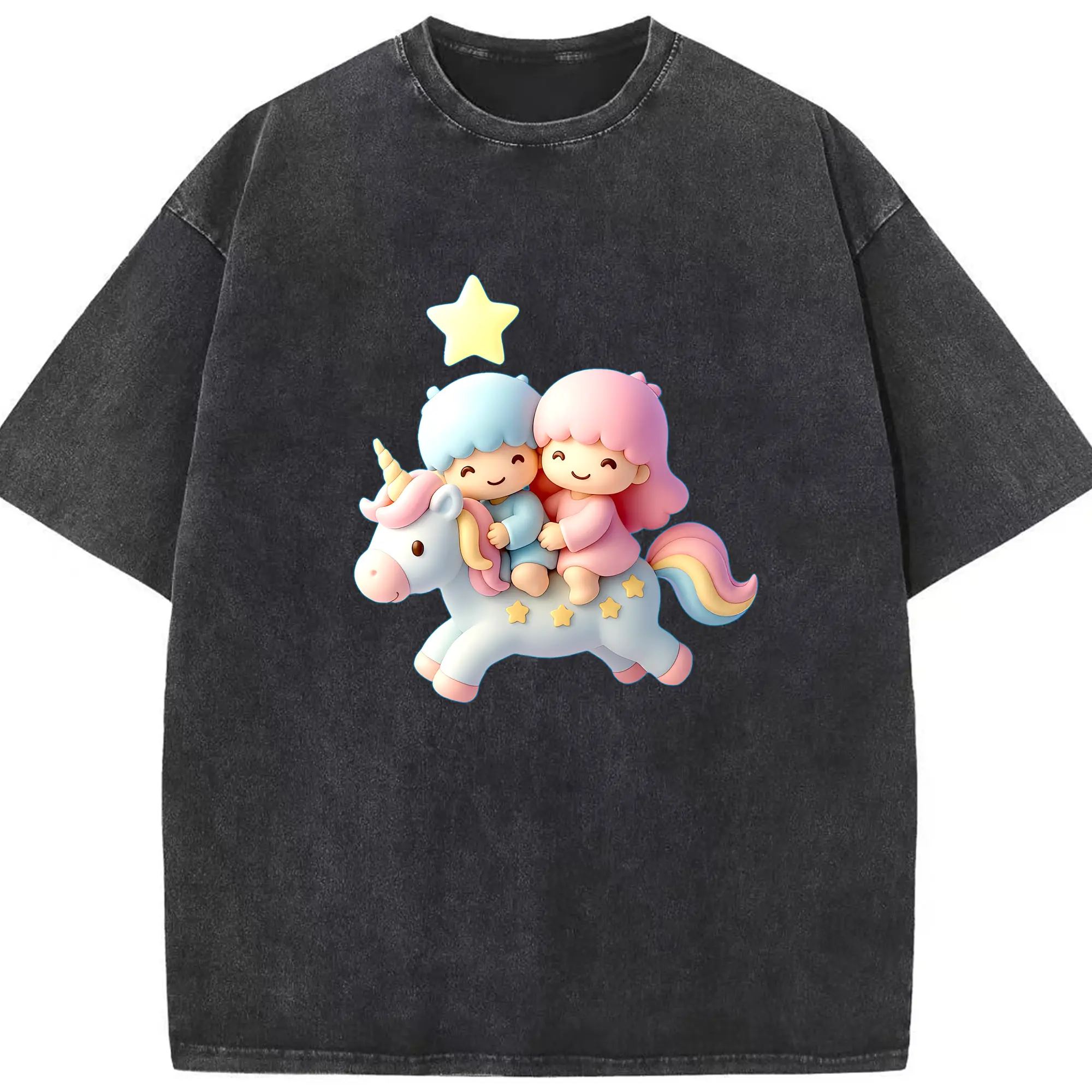 サンリオ グッズ,リトルツインスターズ - 綿100％ ヴィンテージ風 半袖Tシャツ ・ フロントプリント ・ 柔らか肌触り ・ 通気性 快適 ・ スポーツ カジュアル 外出用