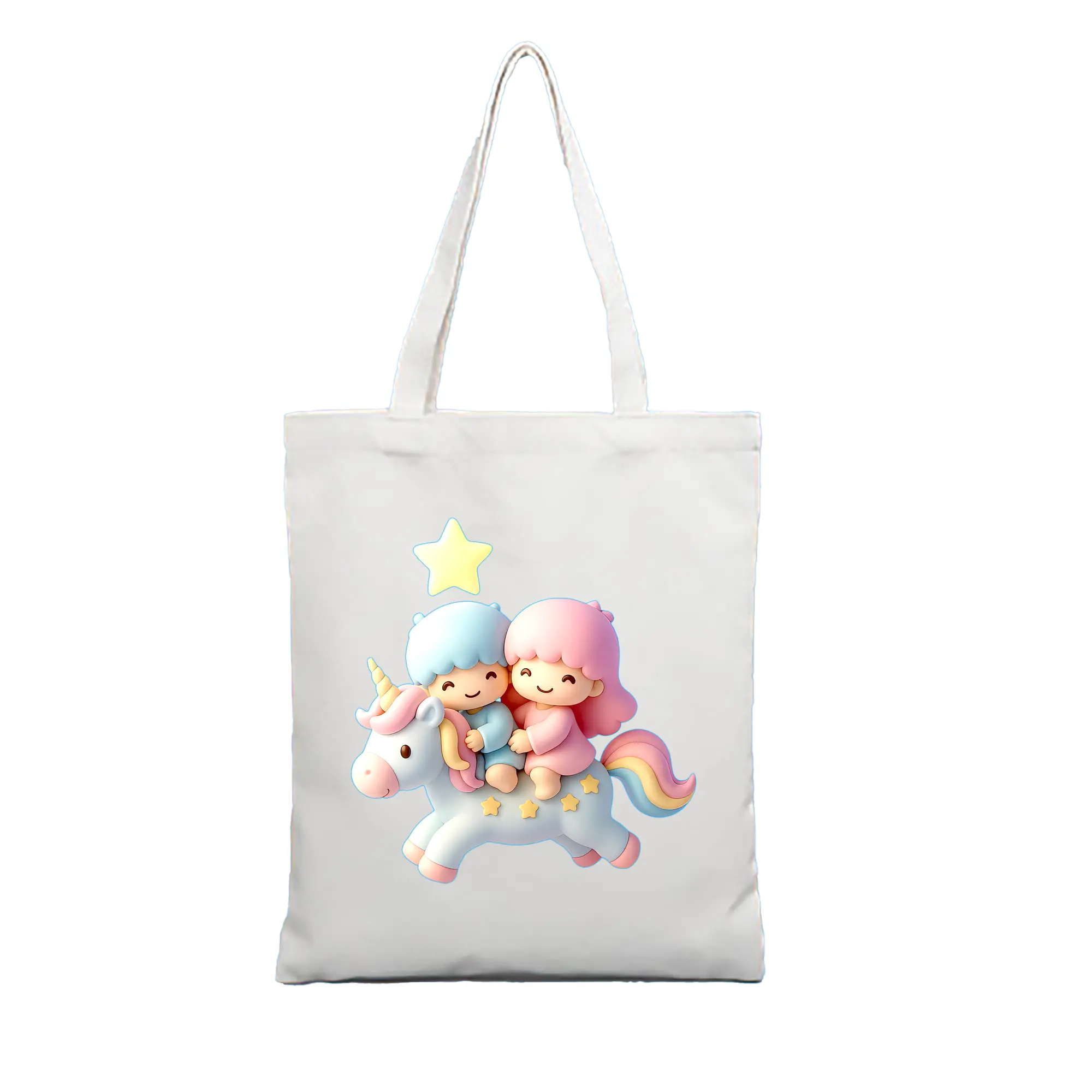 サンリオ グッズ,リトルツインスターズ - 縦型キャンバス手提げバッグ（トートバッグ） ・ キャンバス素材 ・ ショッピング用 ・ 軽量 丈夫 お手入れ簡単