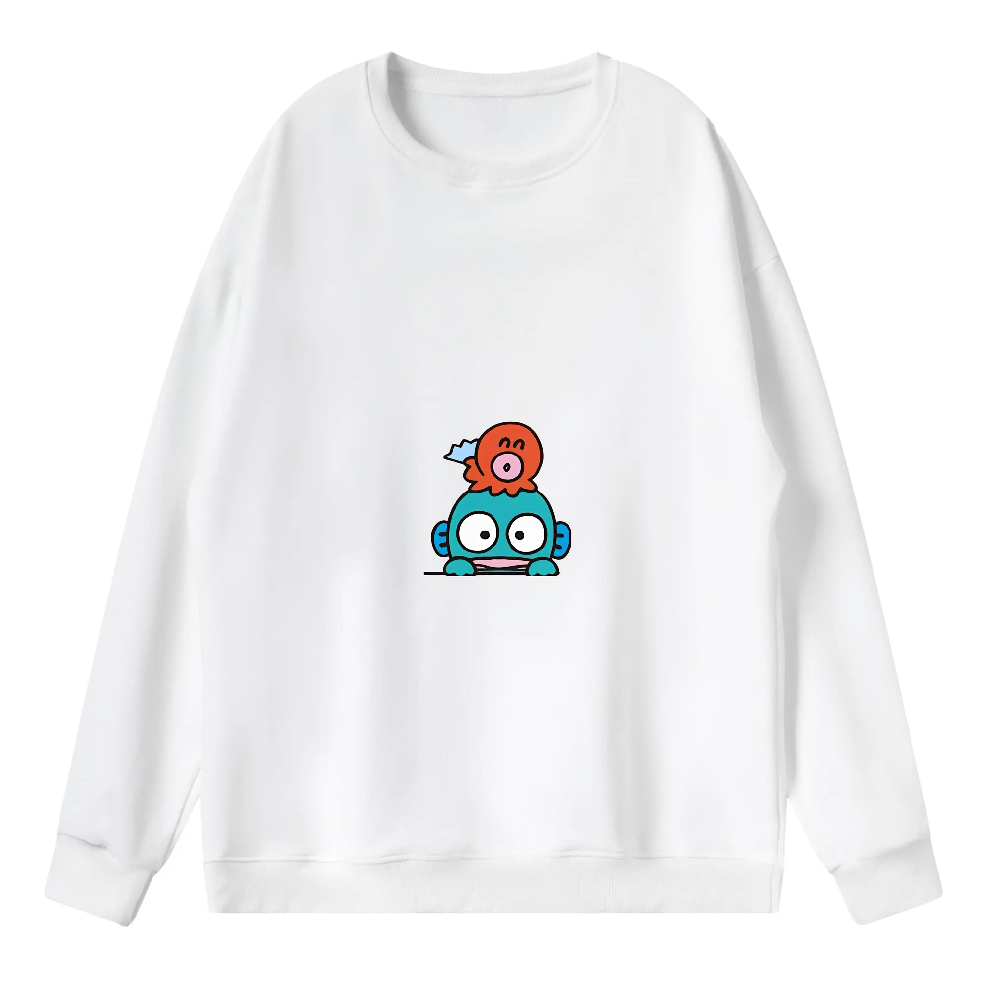 サンリオ グッズ,ハンギョドン - 薄手 クルーネック スウェット 裏毛260g · ポリエステル 春秋向け カジュアル 男女兼用 · トレーナー デイリー スポーツ 散歩に最適