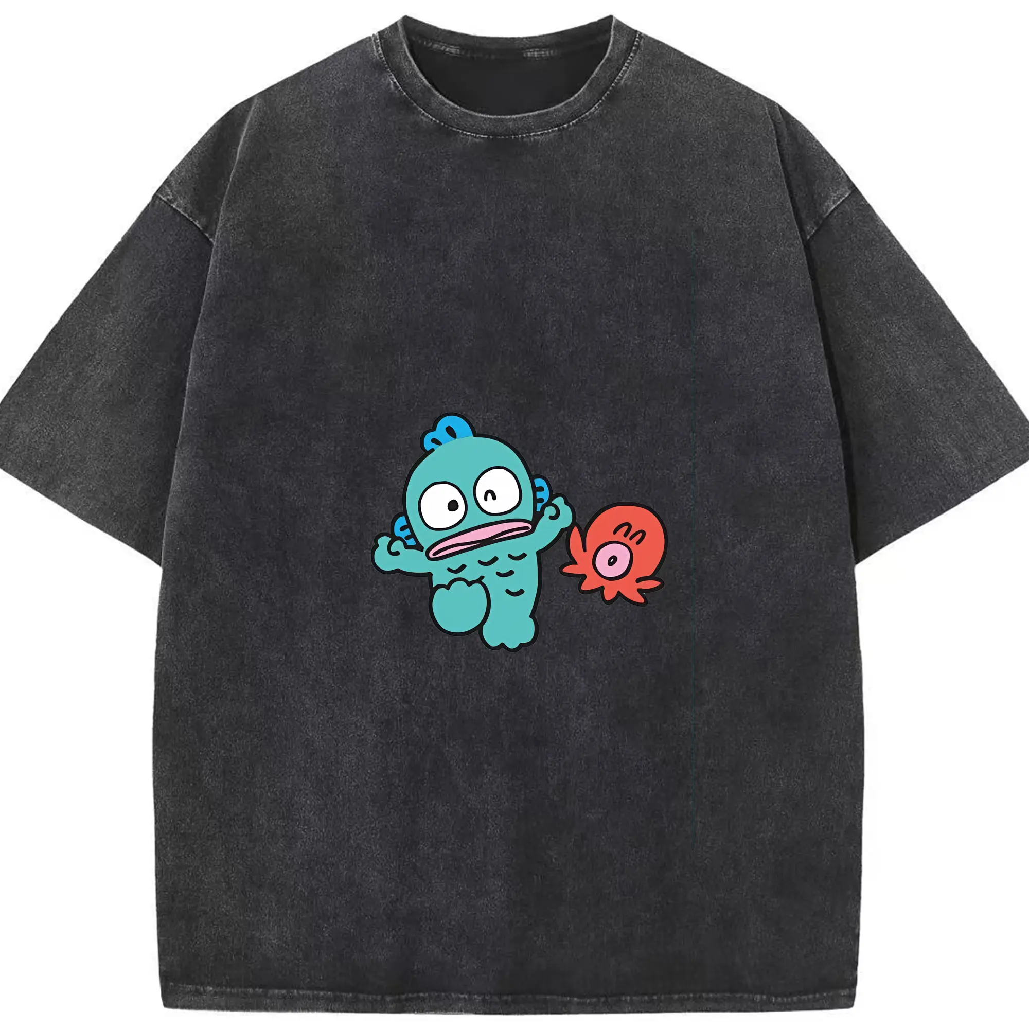 サンリオ グッズ,ハンギョドン - 綿100％ ヴィンテージ風 半袖Tシャツ ・ フロントプリント ・ 柔らか肌触り ・ 通気性 快適 ・ スポーツ カジュアル 外出用