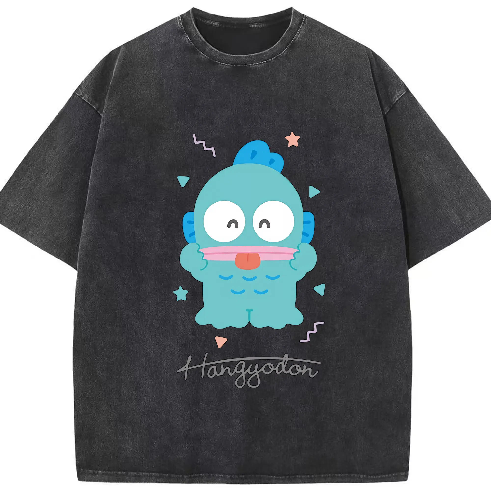 サンリオ グッズ,ハンギョドン - 綿100％ ヴィンテージ風 半袖Tシャツ ・ フロントプリント ・ 柔らか肌触り ・ 通気性 快適 ・ スポーツ カジュアル 外出用